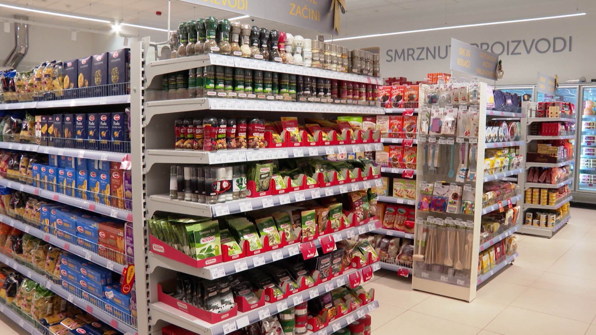 trgovina, police, proizvodi