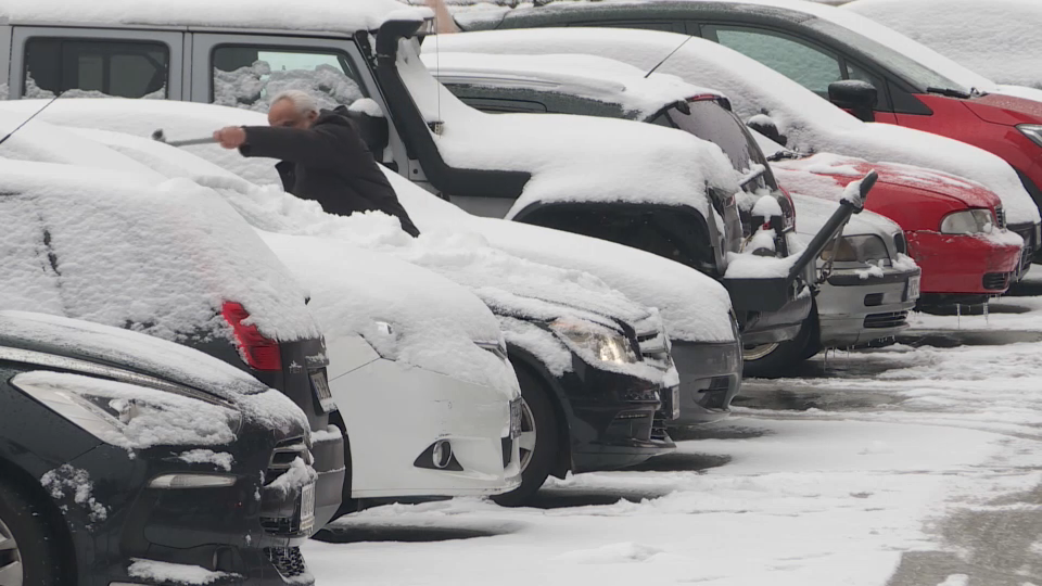 snijeg, automobil, zima