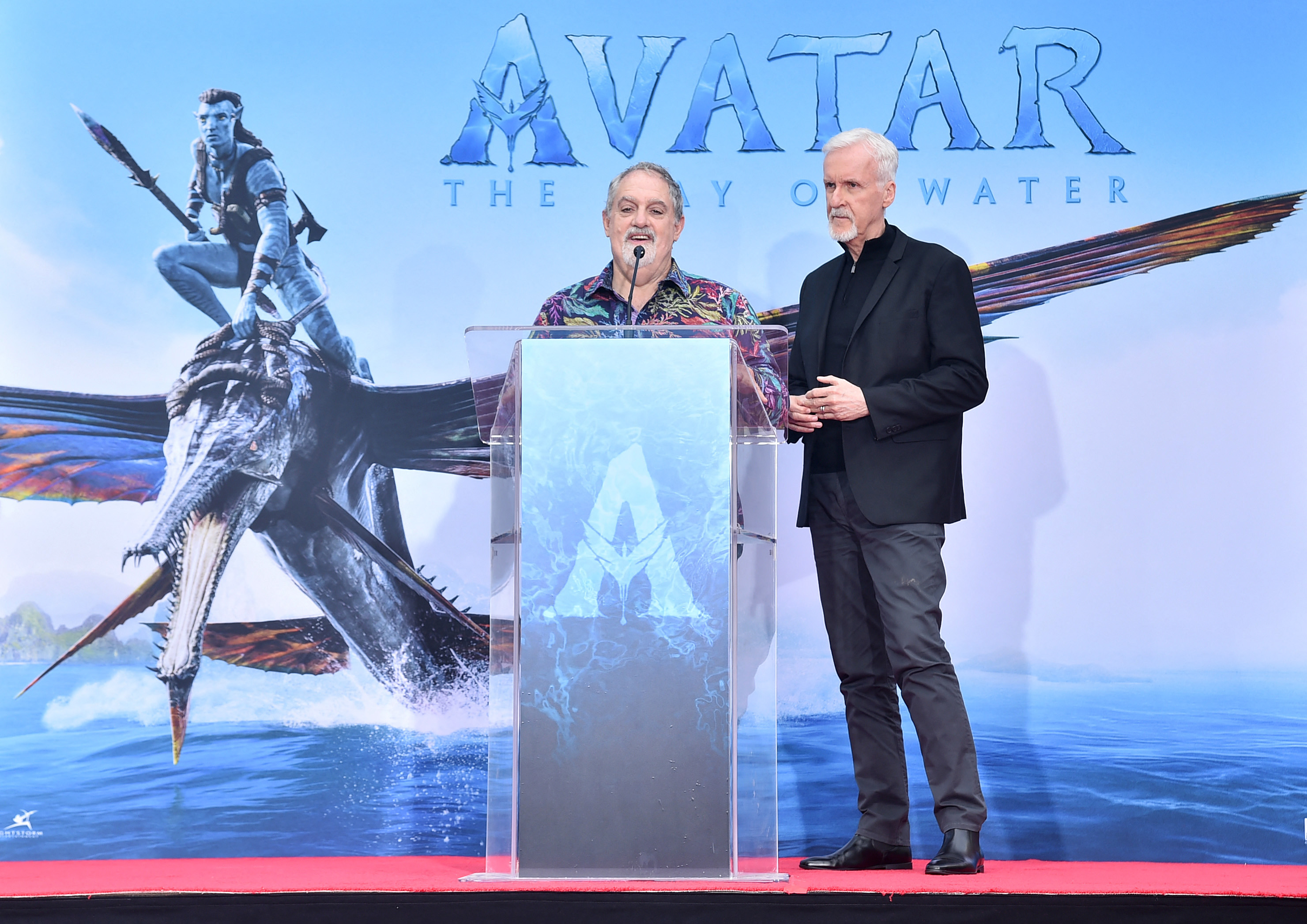 Handprints And Footprints Ceremony Honoring "Avatar: The Way Of The Water" Filmmakers James Cameron And Jon Landau