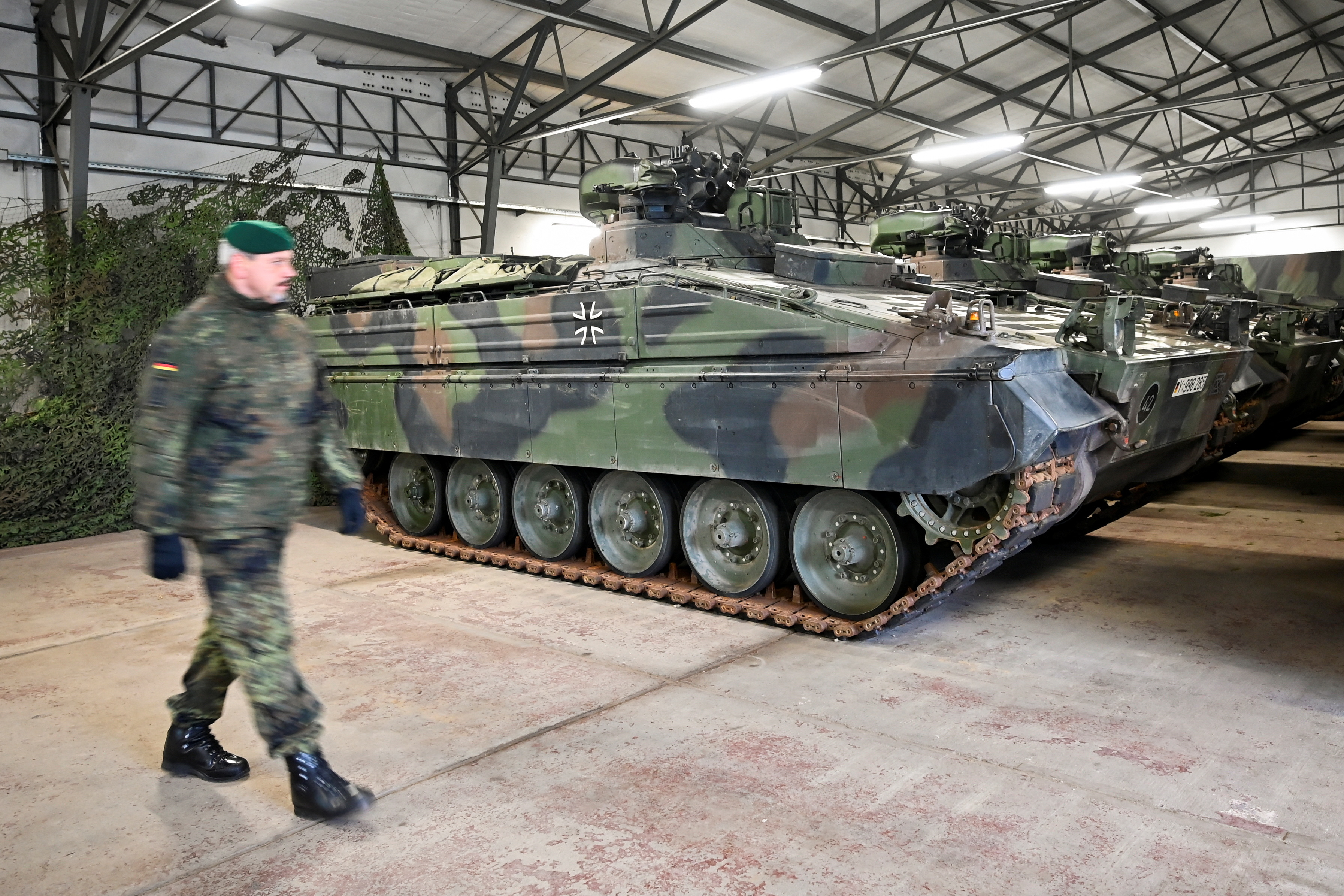 German Defence Minister Lambrecht visits the Marder companies taking part in NATO's high-readiness task force, in Marienberg