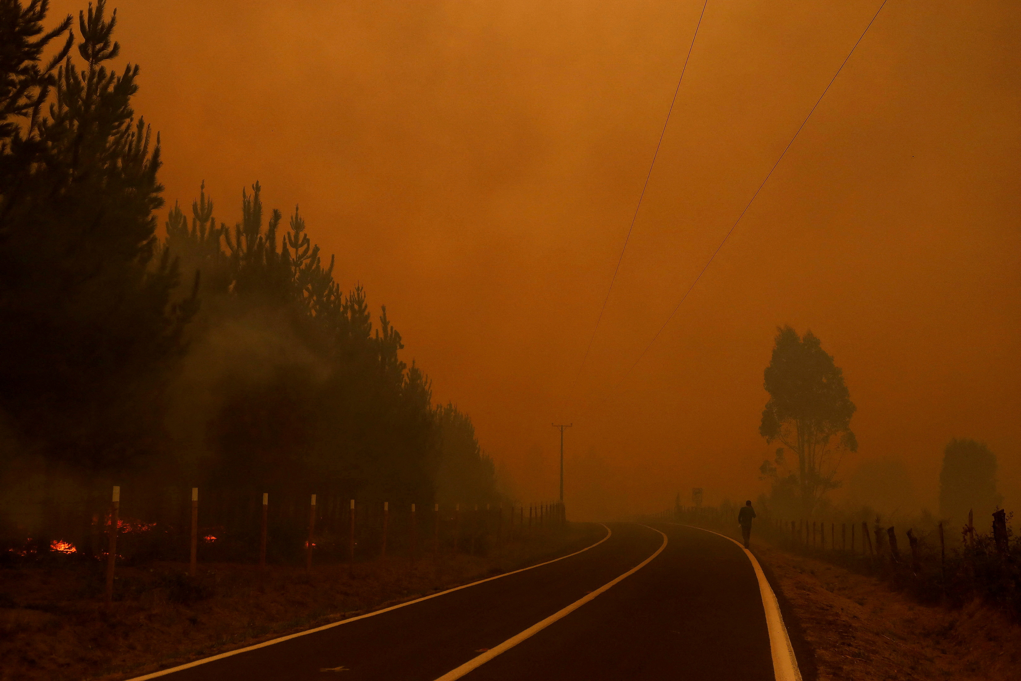 Wildfire burns in Chile