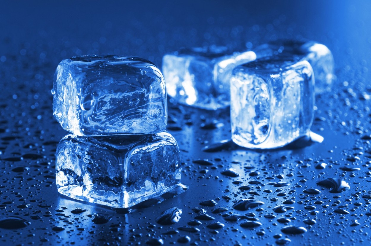 cold ice with water drops for a cool summer drink