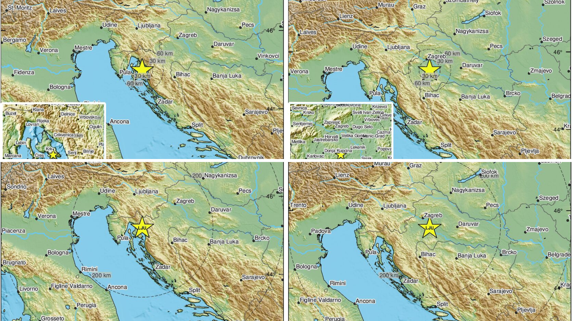 potres, potresi kolaž