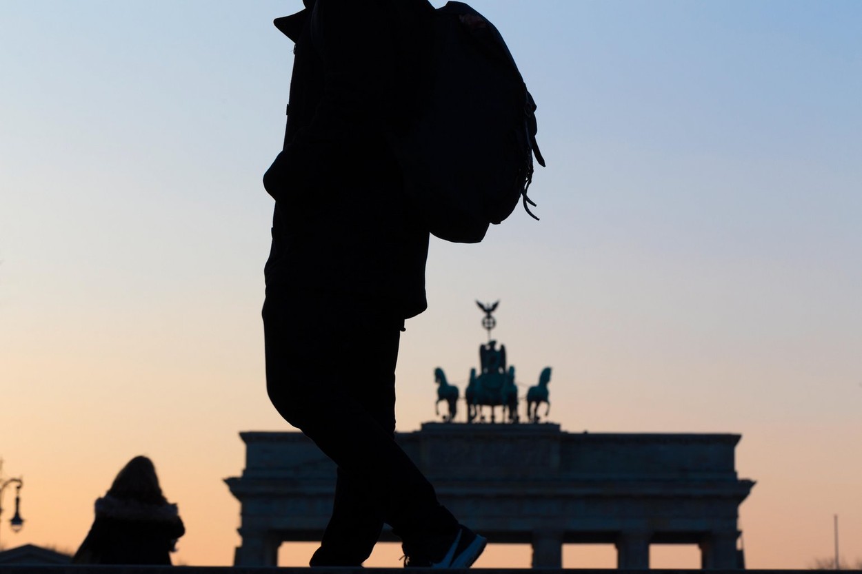 brandenburg gate berlin germany people sundown