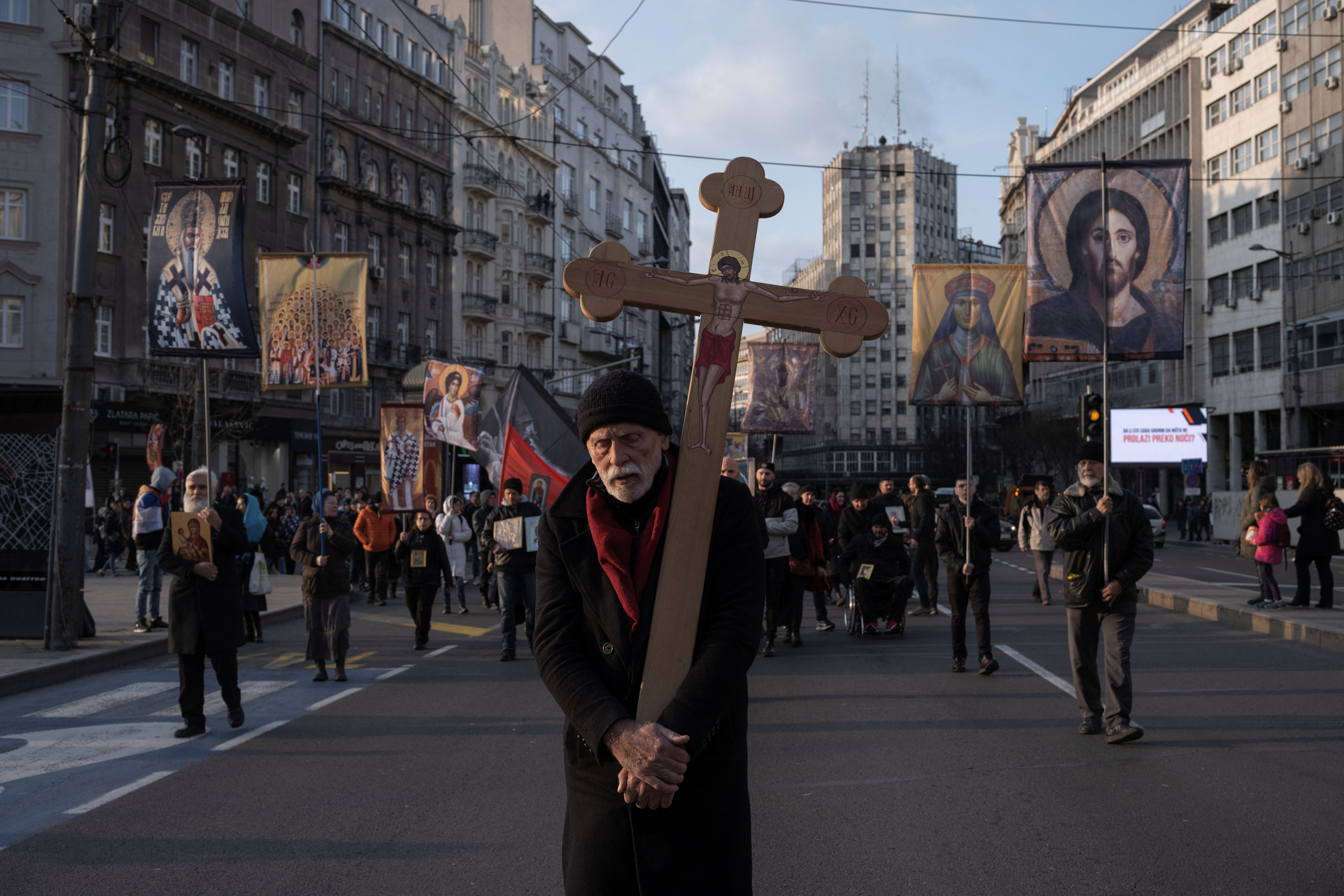 Protest of Serb nationalists and Orthodox Christians in Belgrade