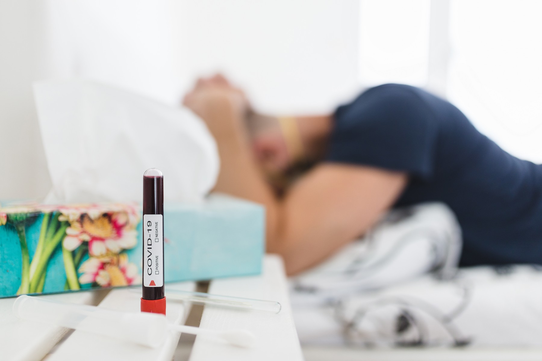 Man in home quaratine after positive Covid 19 test