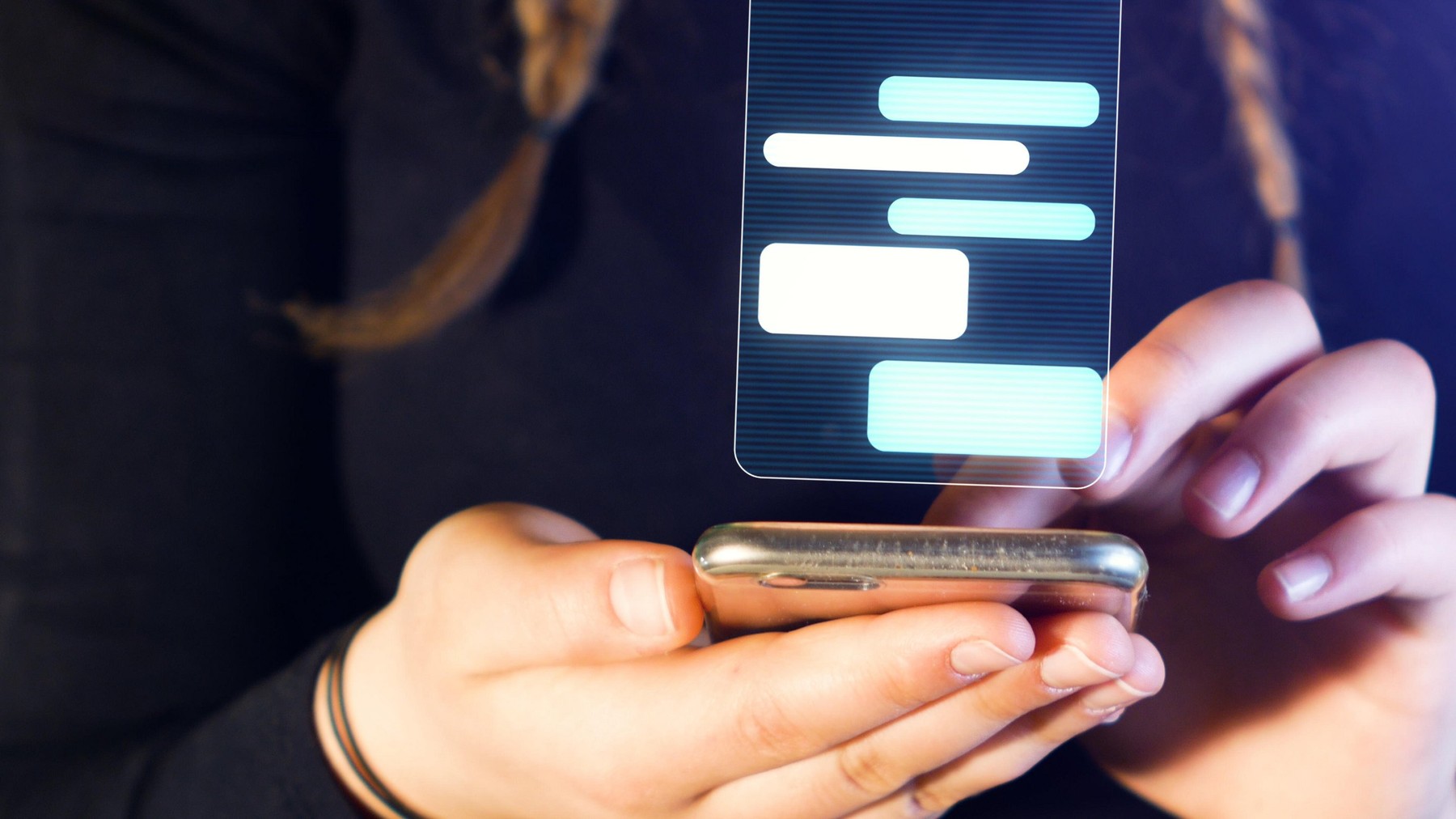 teenage girl chat with cell phone, hands and cellphone detail, footage suitable for topics such as communication, virtuality and bullying, concept