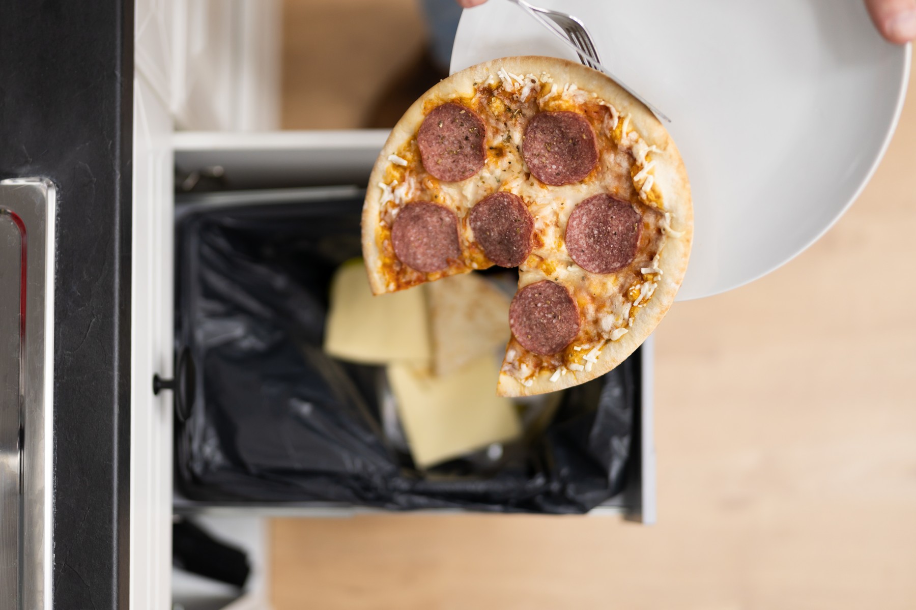 Food Waste. Throw Away Pizza