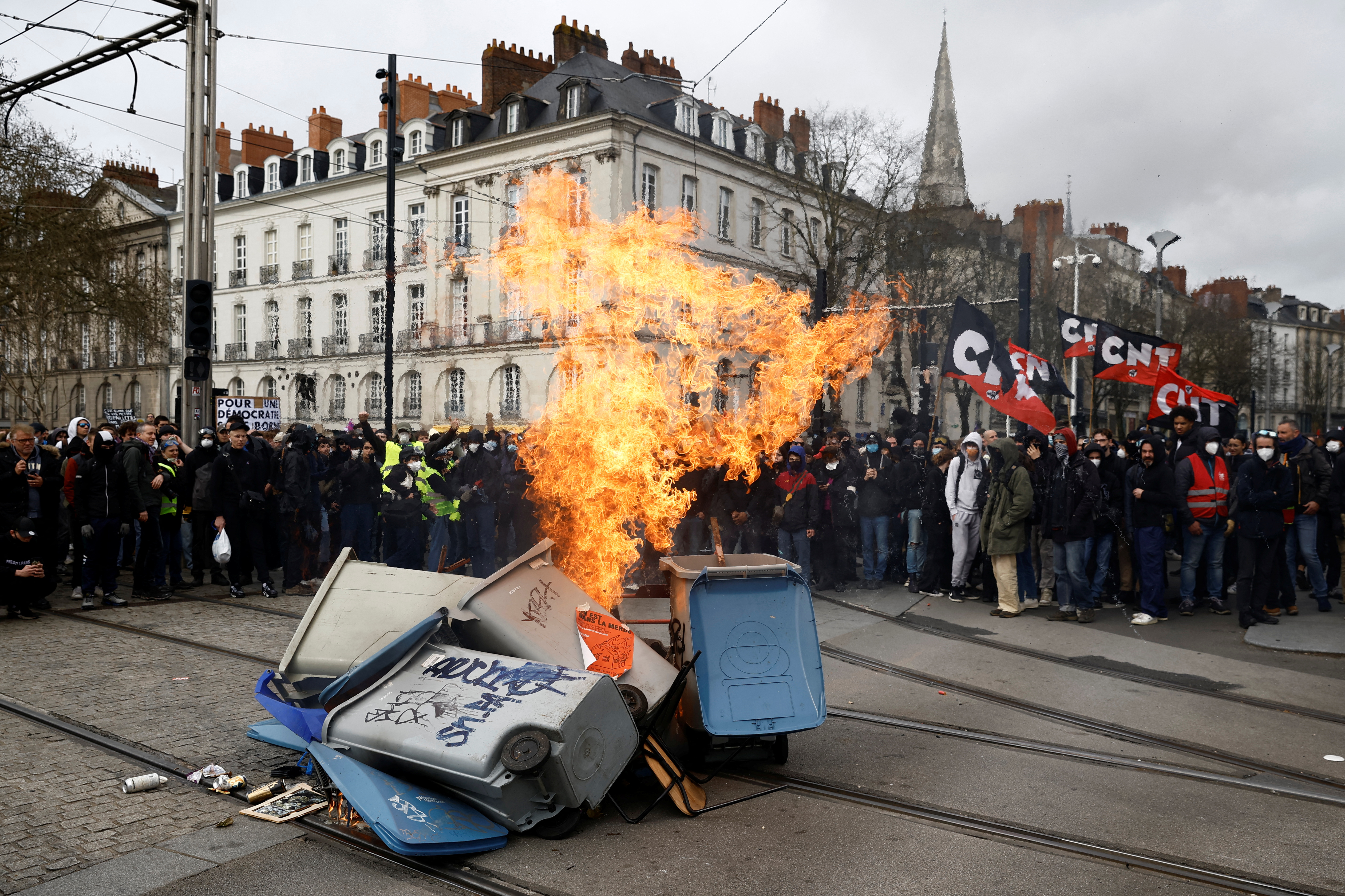 Ninth day of national strike and protest in France against the pension reform
