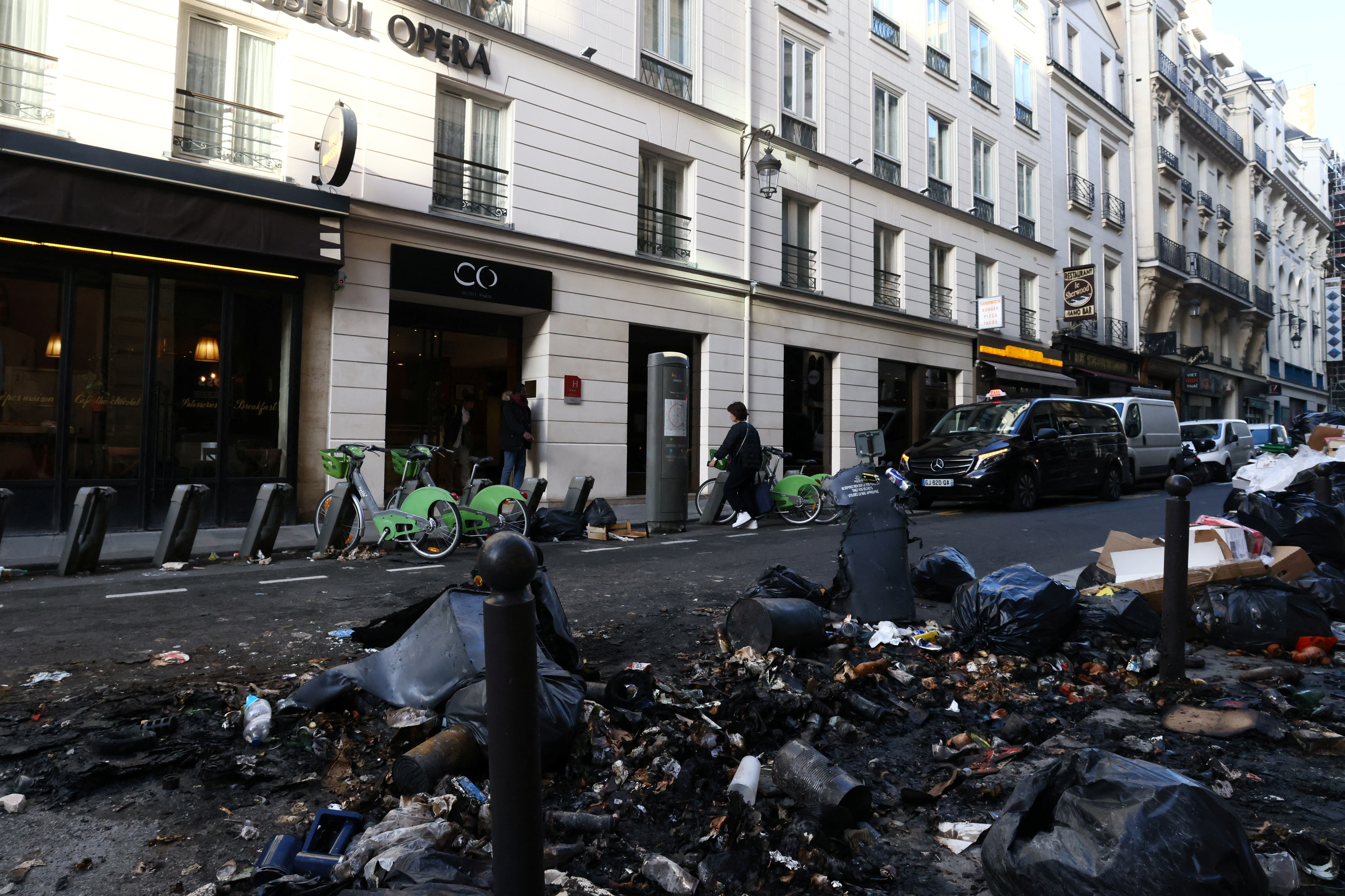 Damages in Paris streets following pension reform protests