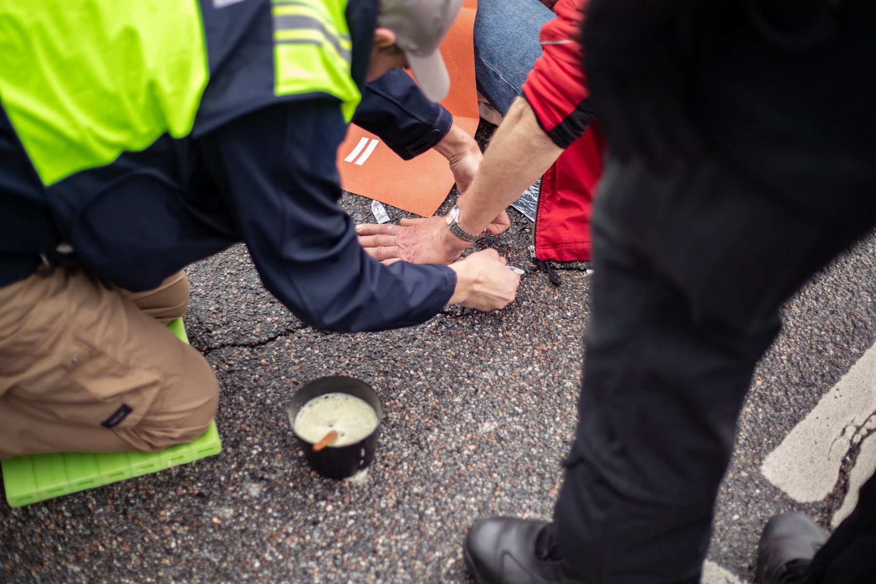 Last Generation blocks B11 exit in Munich, Germany - 24 Mar 2023