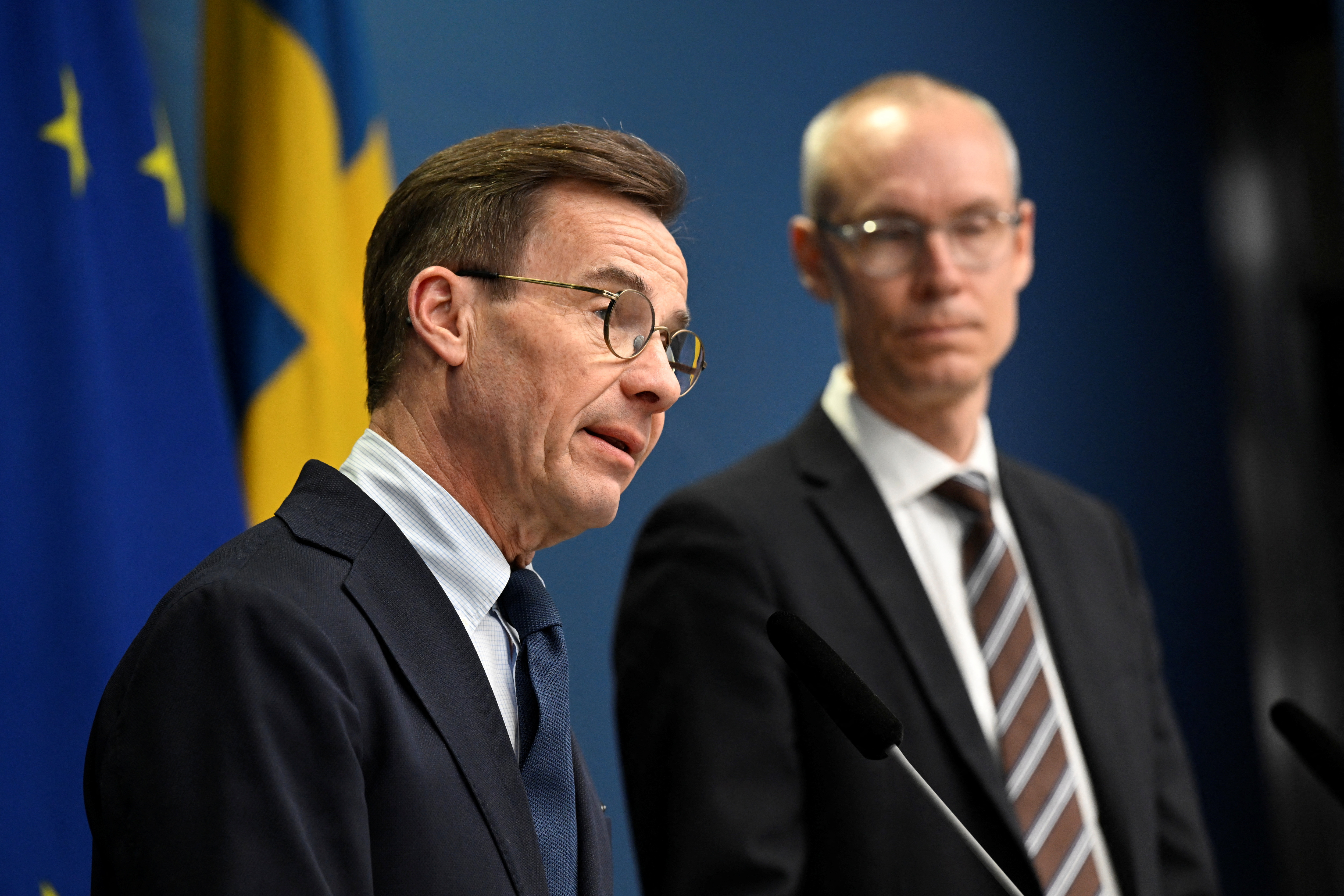 Swedish PM Kristersson holds a news conference on the NATO process, in Stockholm