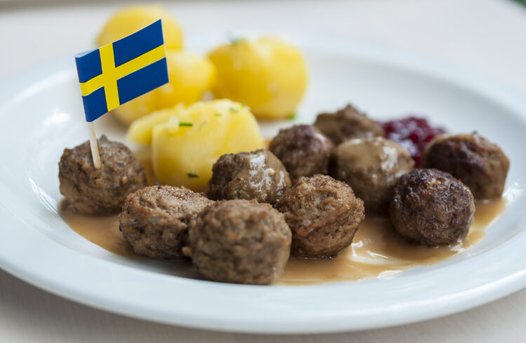 Meatballs,With,Boiled,Potatoes,And,Sweet,Red,Sauce,Decorated,By