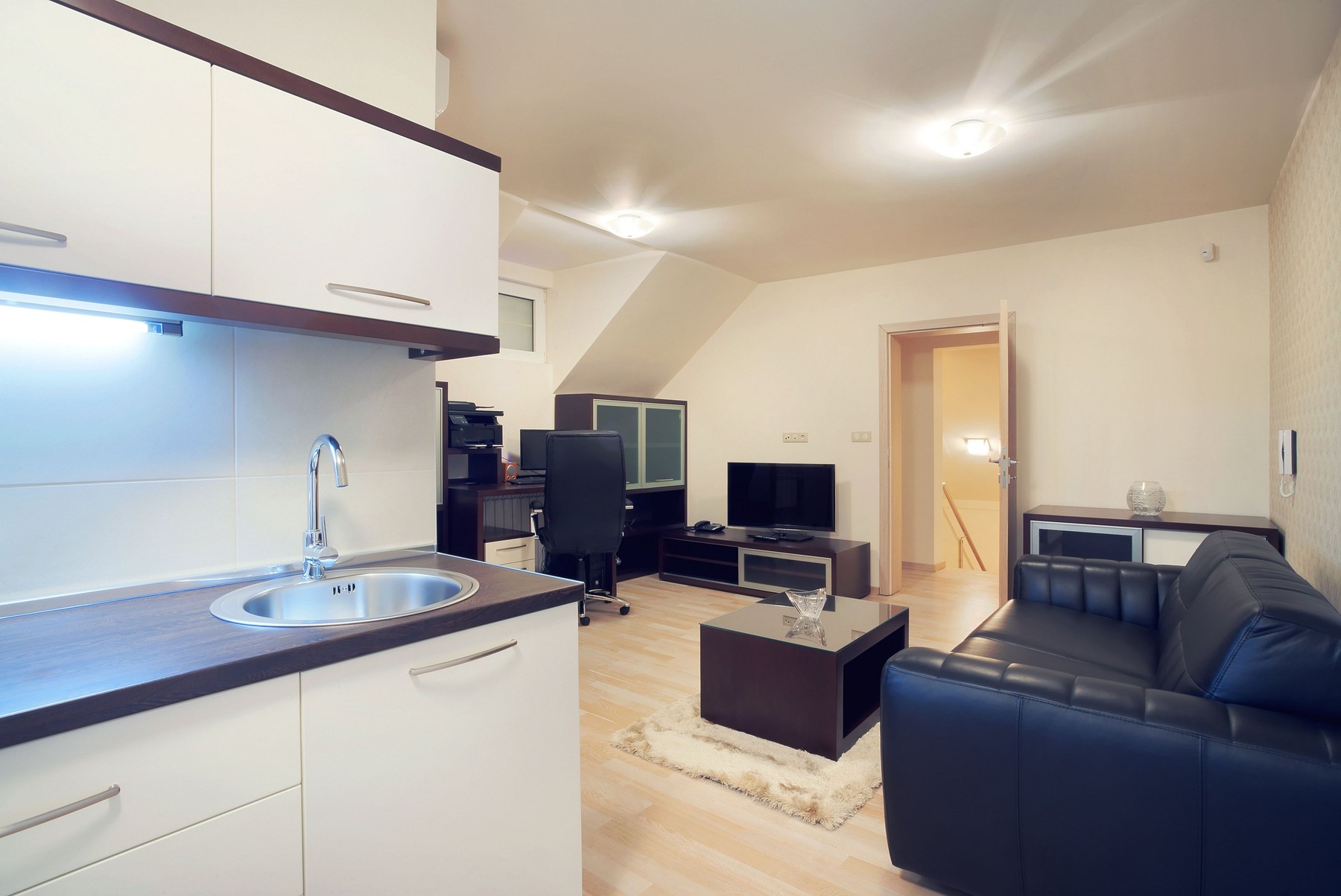 Interior of a apartment room, modern furniture and design.