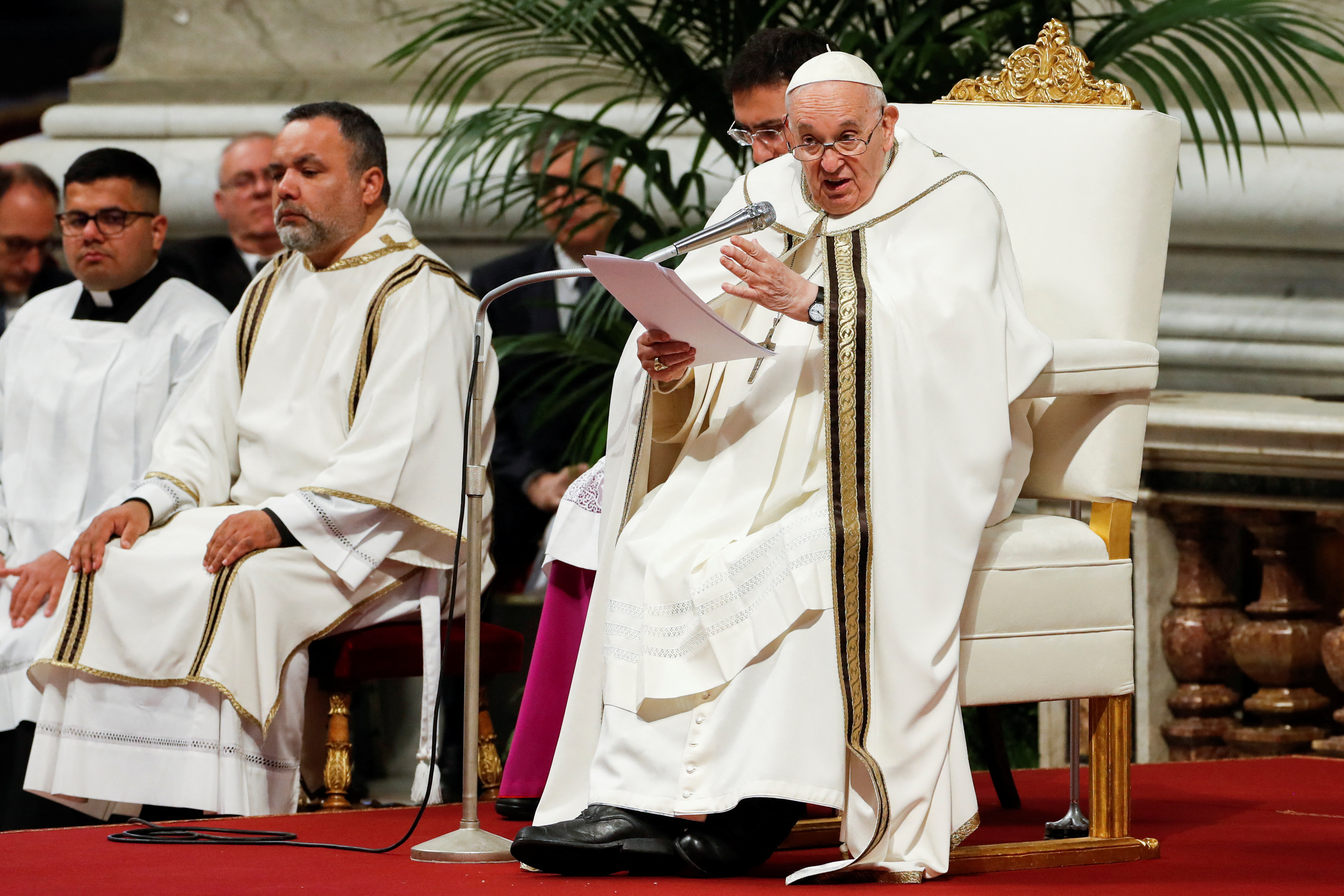 Pope Francis presides over the Chrism Mass in St. Peter's Basilica at the Vatican
