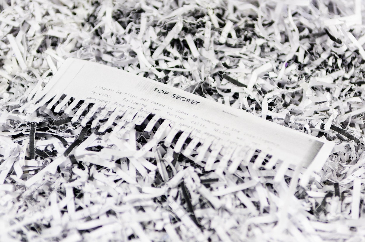 Half shredded "Top Secret" classified document