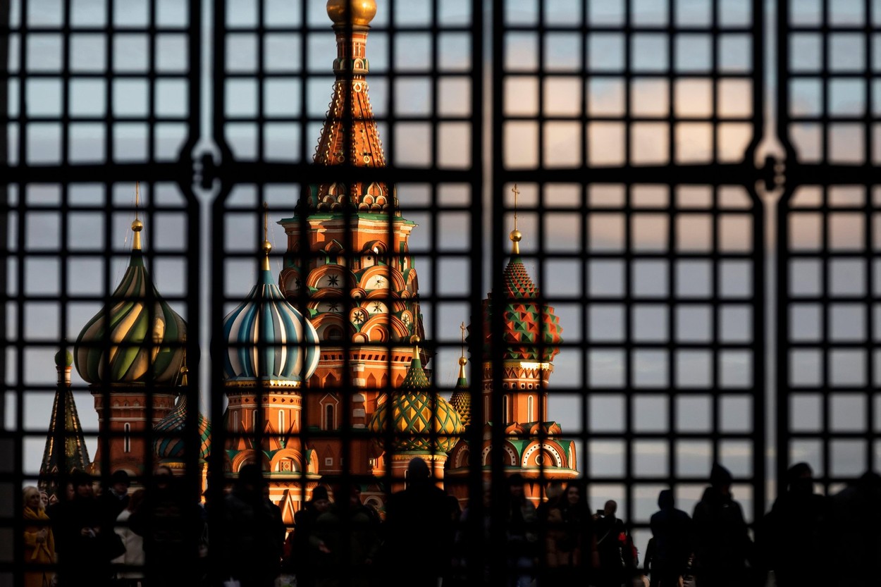 View of St. Basil's Cathedral on Red Square in the center of Moscow, Russia