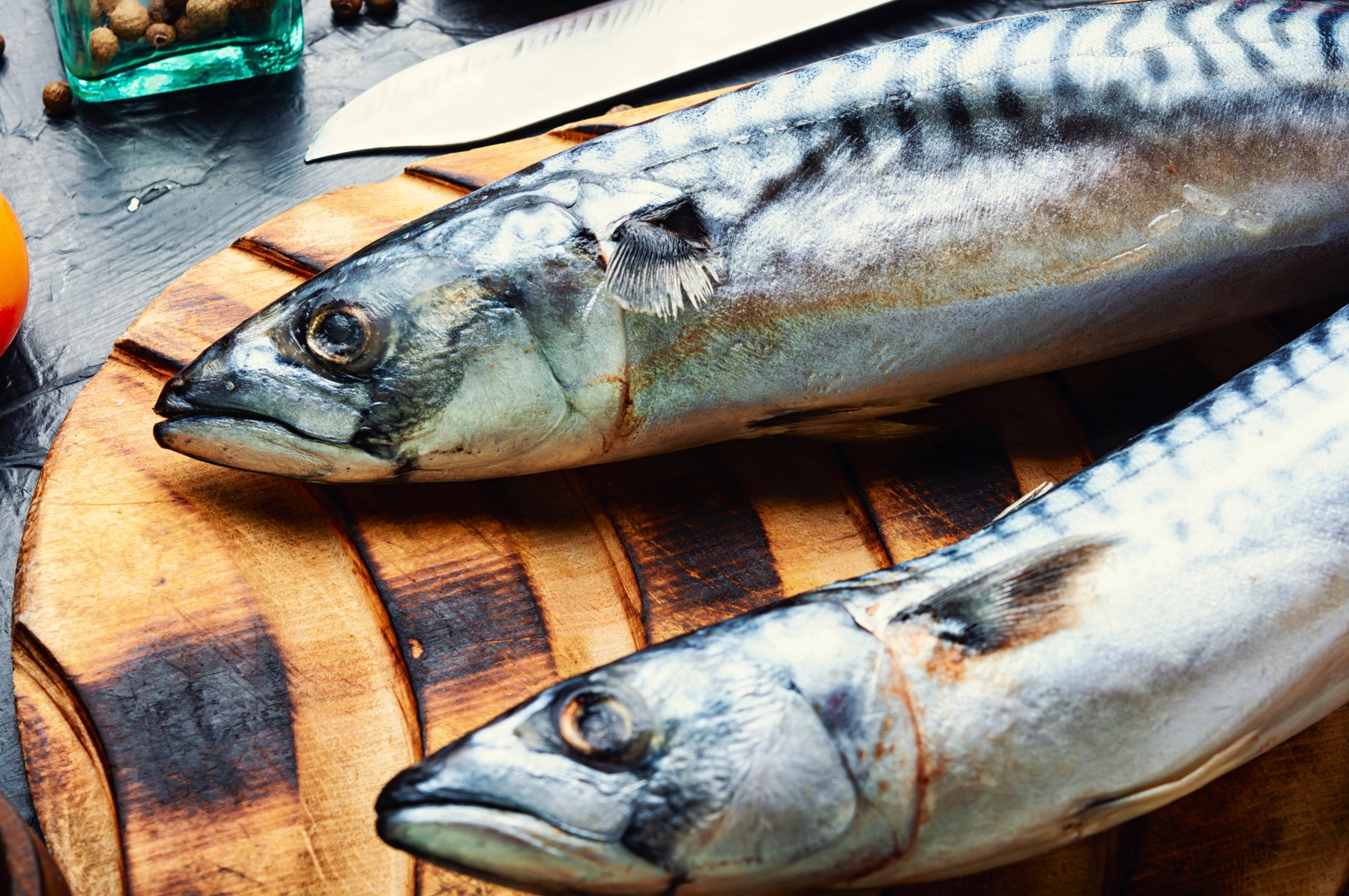 Fresh, raw mackerel fish