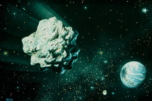 Artwork of asteroid on collision course with Earth