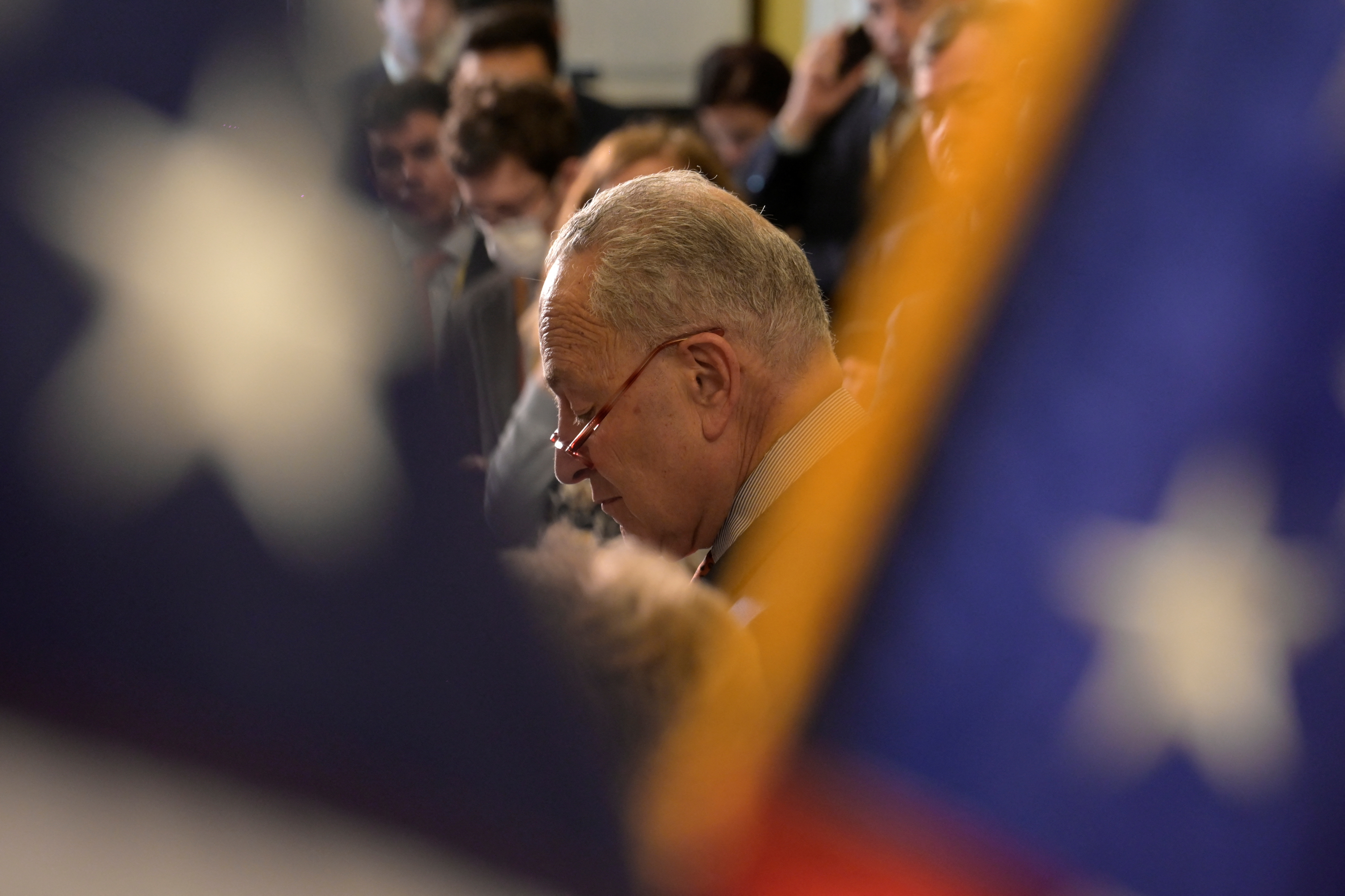 Senate Majority Leader Schumer announces that he will unveil a new package of legislation addressing compeition with China on Capitol Hill in Washington