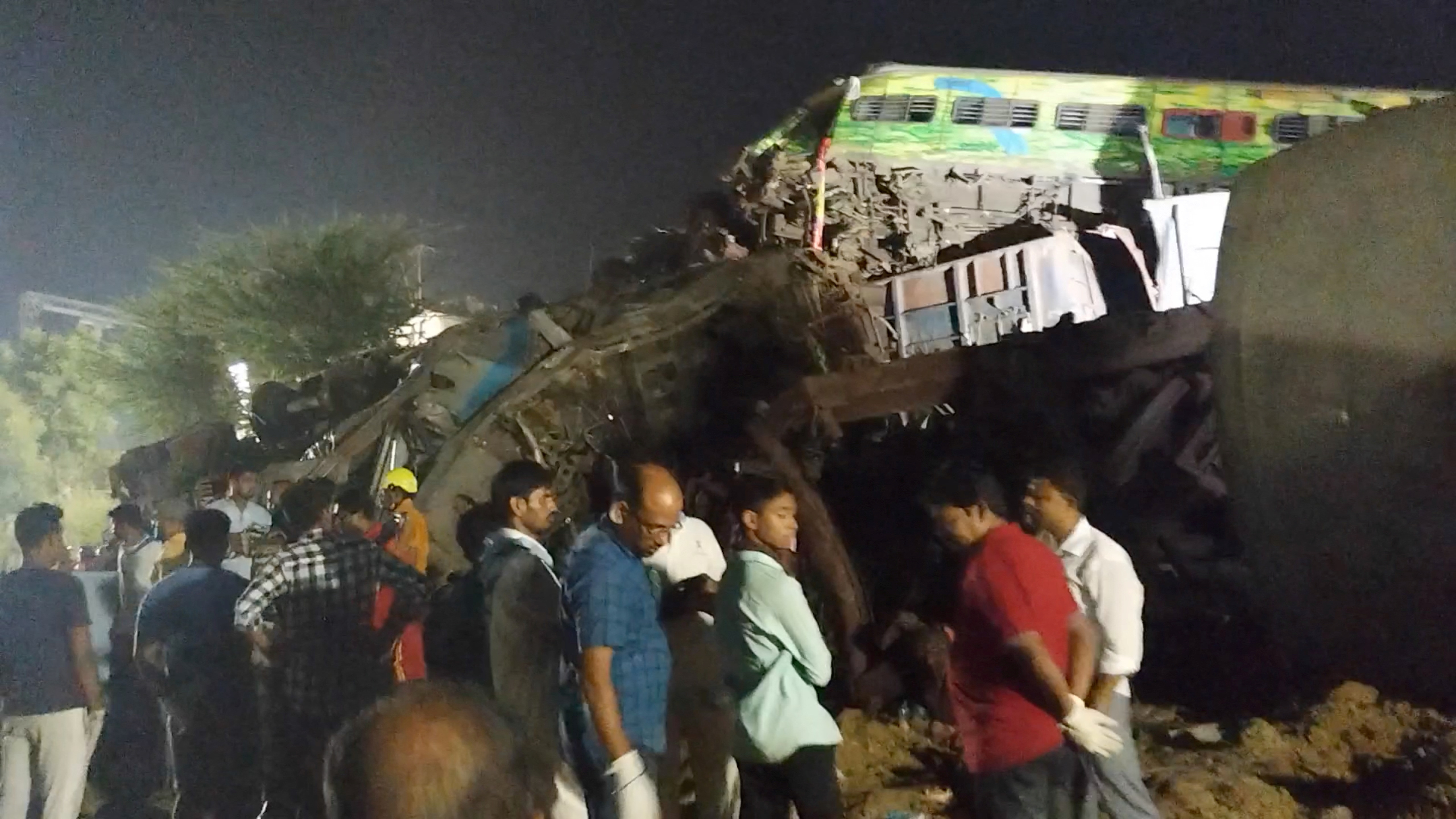 Aftermath of a train crash in India