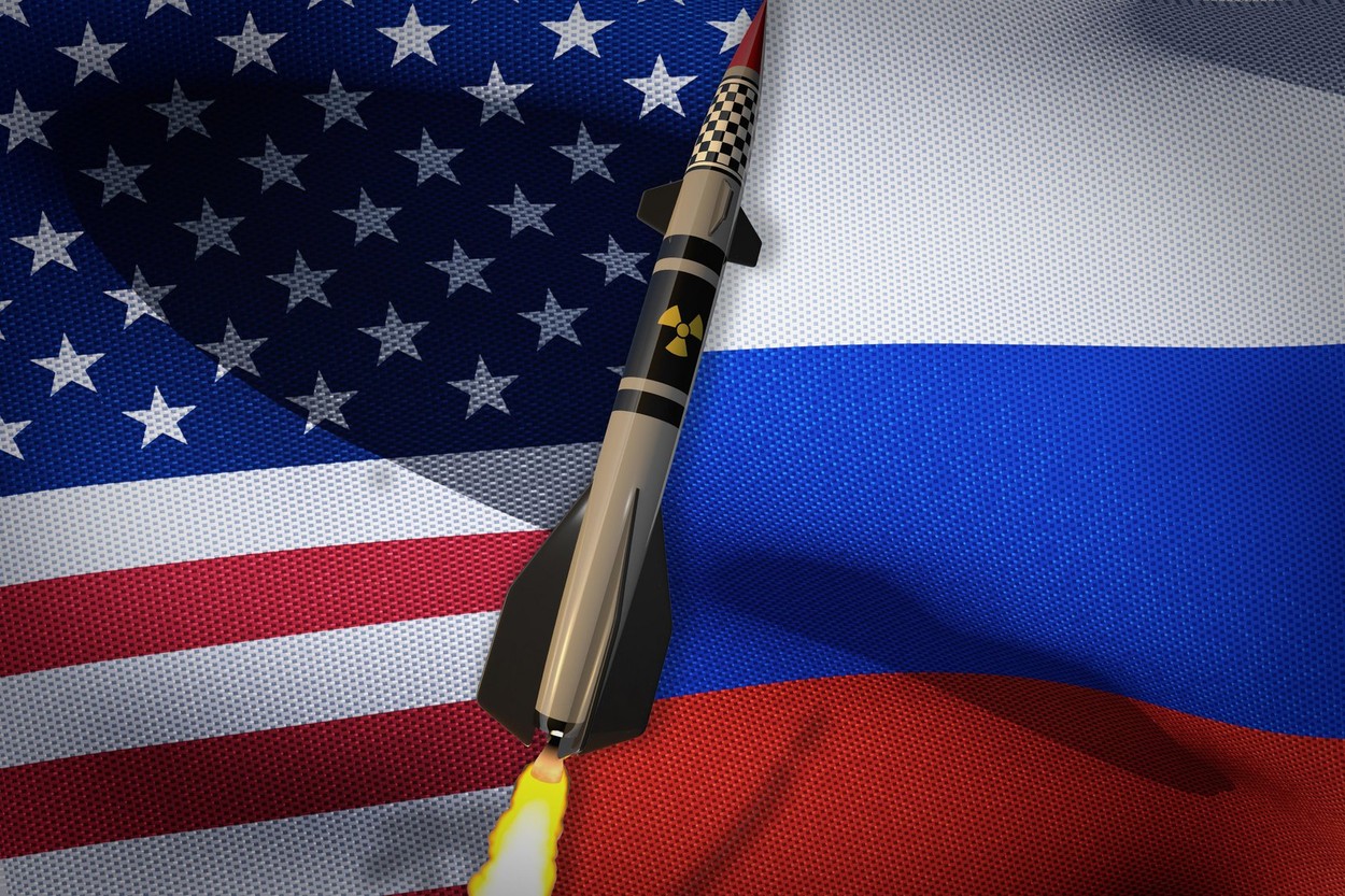 USA and Russia flags. 3D render