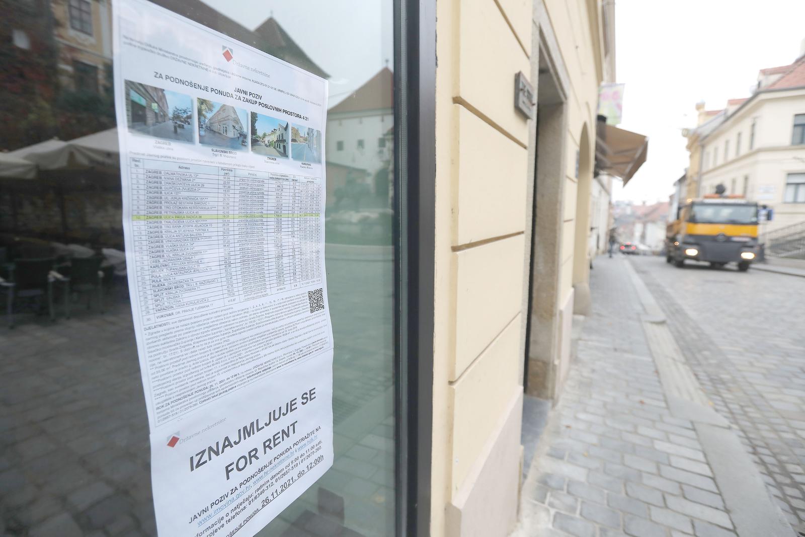 Zagreb: Aktualan javni poziv za najam državnih nekretnina