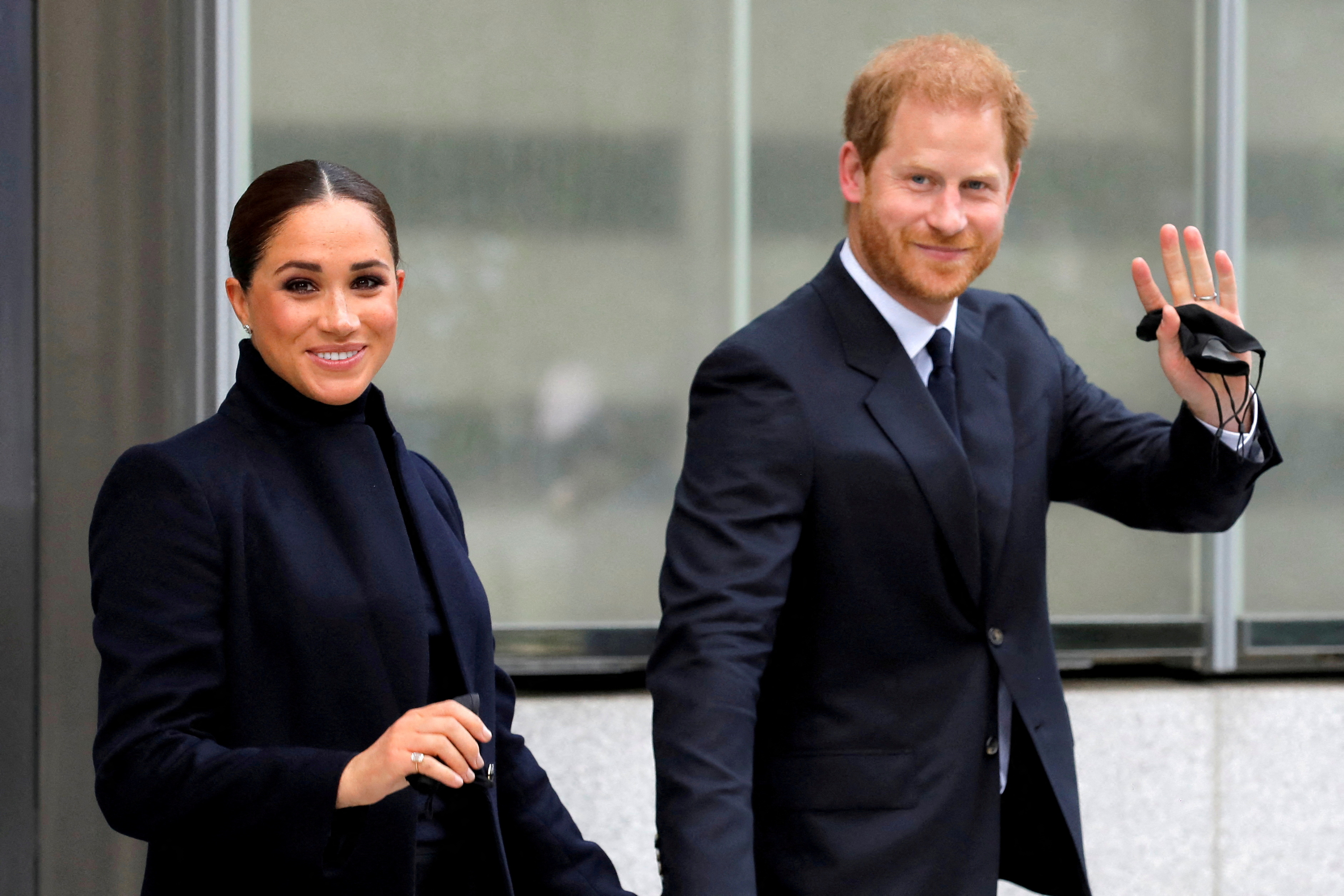 FILE PHOTO: Britain's Prince Harry and Meghan, Duke and Duchess of Sussex, visit One World Trade Center in Manhattan, New York City