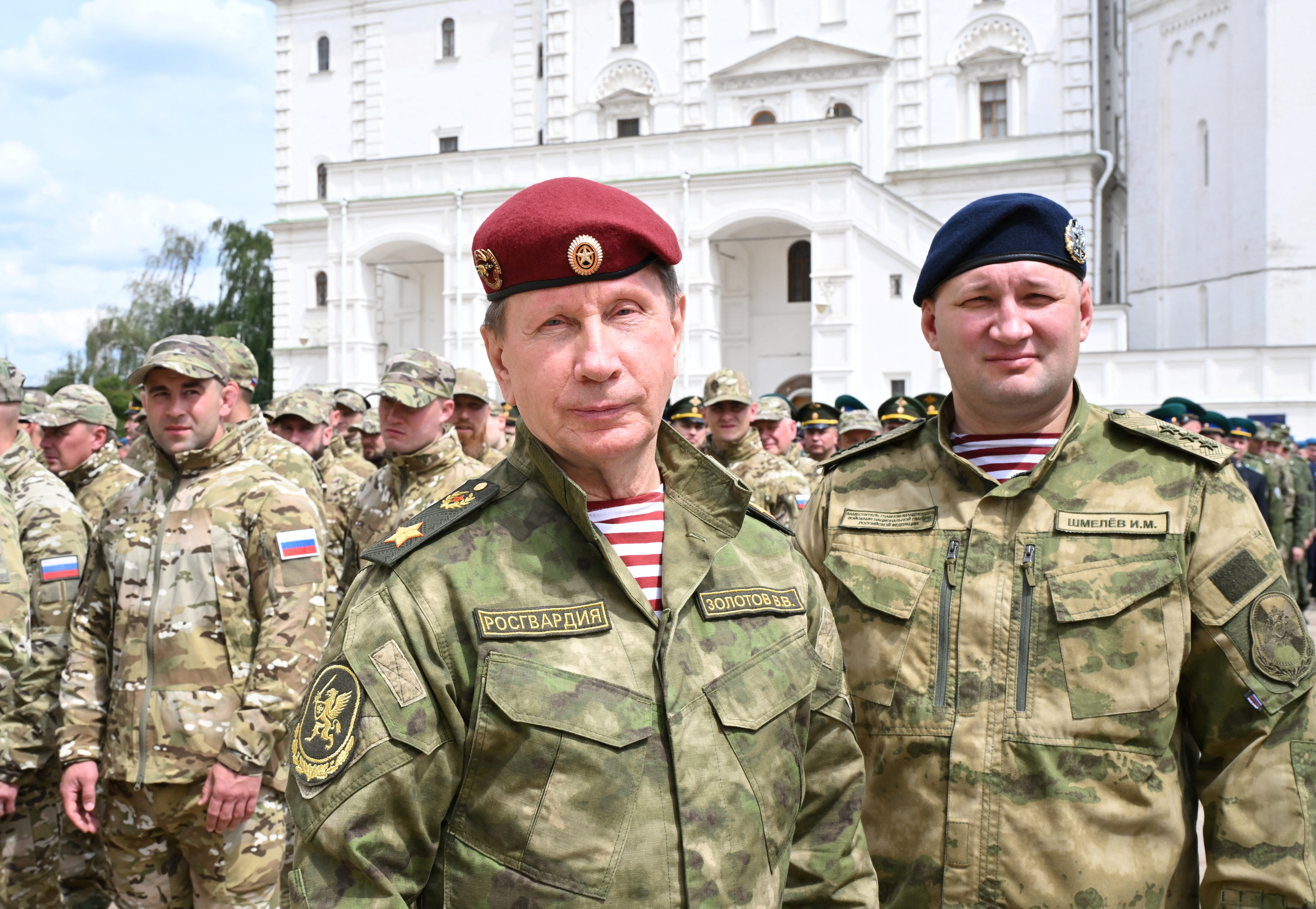 Russian President Putin addresses service members in Moscow