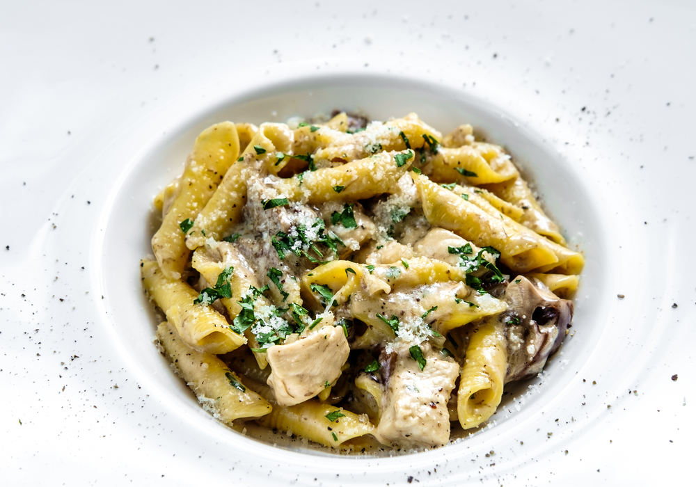 tjestenina s piletinom i gljivama, gljive, recept, ručak