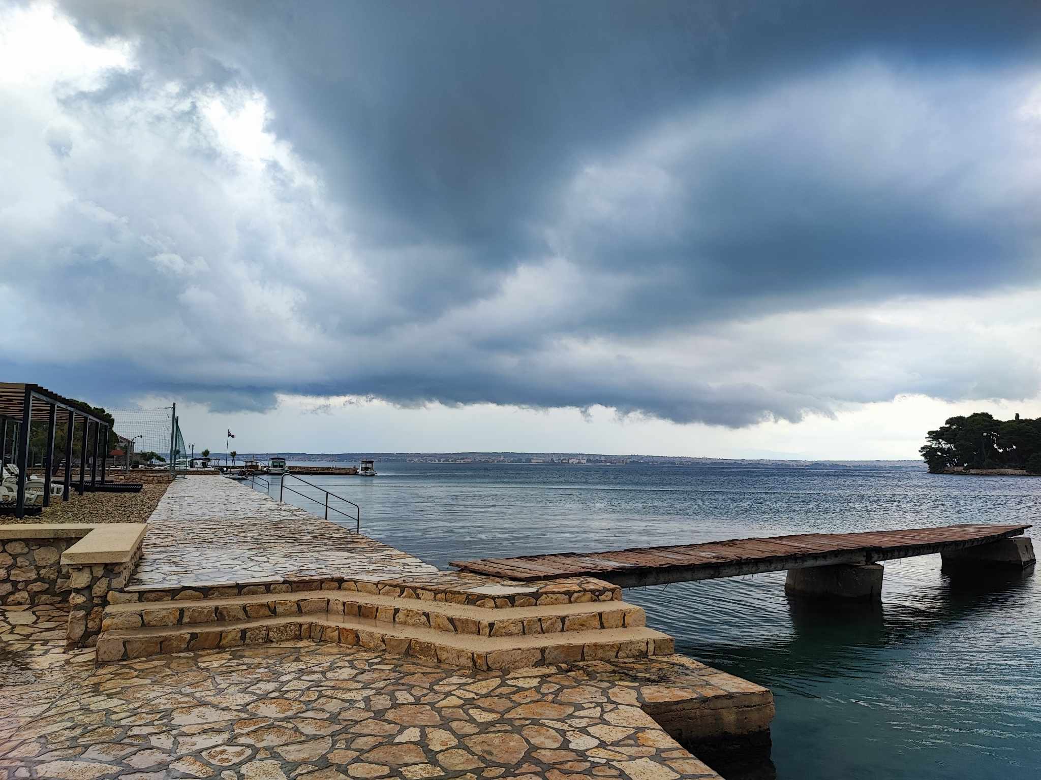 Zadar, otok, more, plaža, nevrijeme, oblačno, preko, ugljan