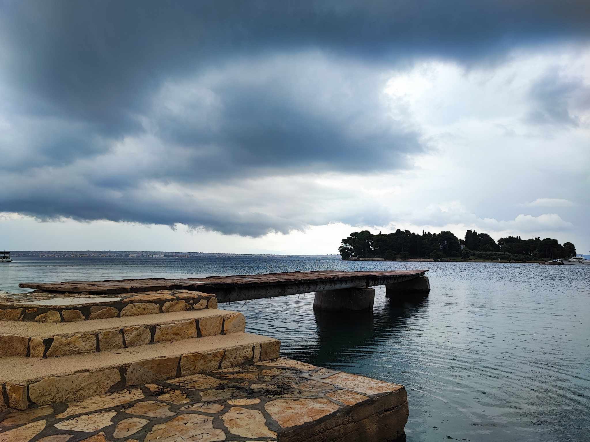 Zadar, otok, more, plaža, nevrijeme, oblačno, preko, ugljan