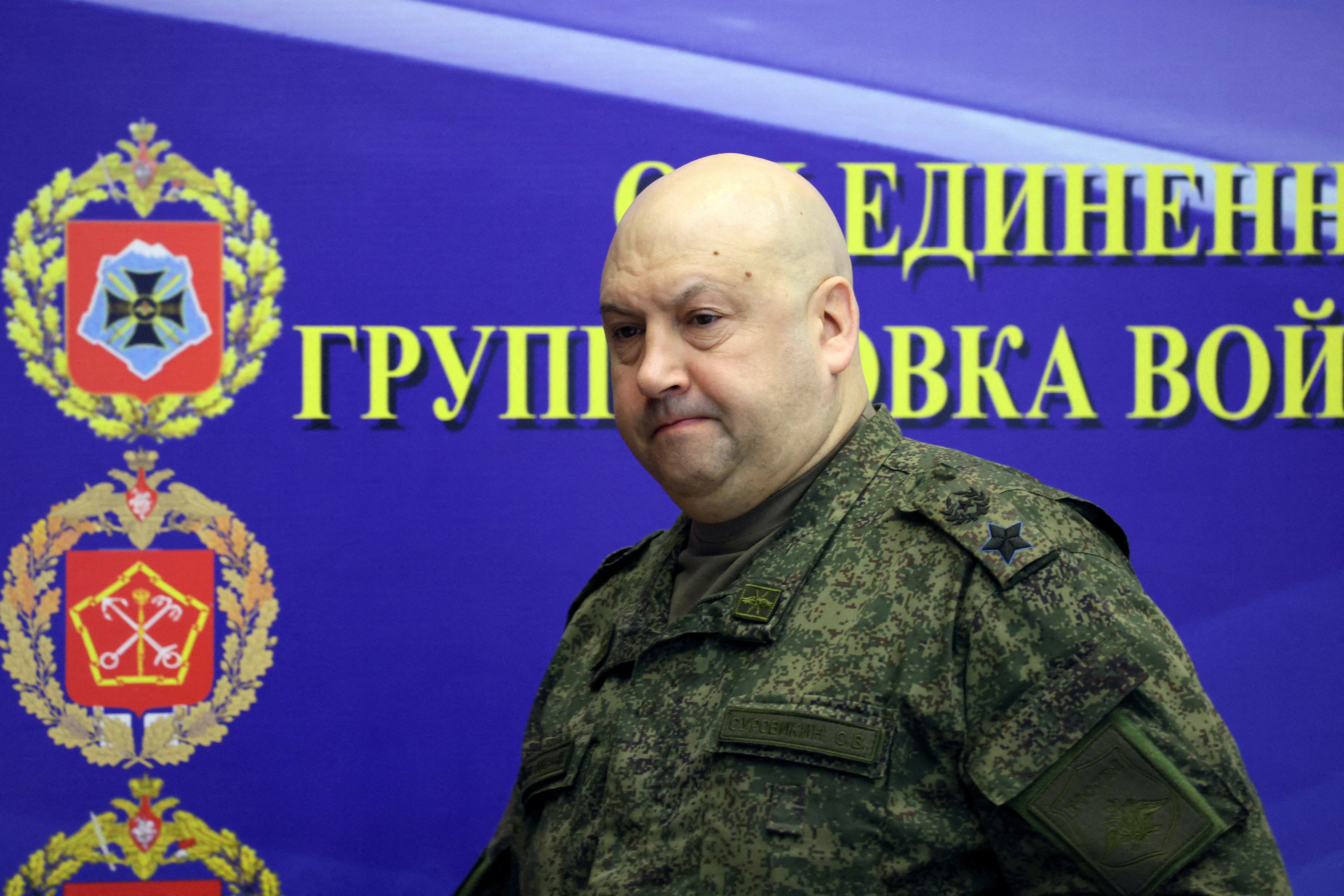 FILE PHOTO: General Sergei Surovikin visits the Joint Headquarters of the Russian armed forces, in an unknown location