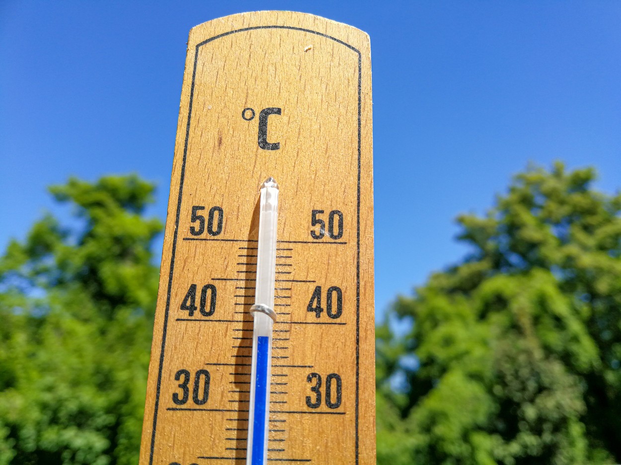 thermometer on hot summer day