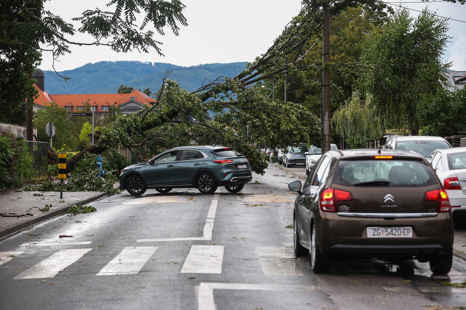 Zagreb: Novo nevrijeme napravilo novu štetu, u Voćarskoj ulici palo stablo