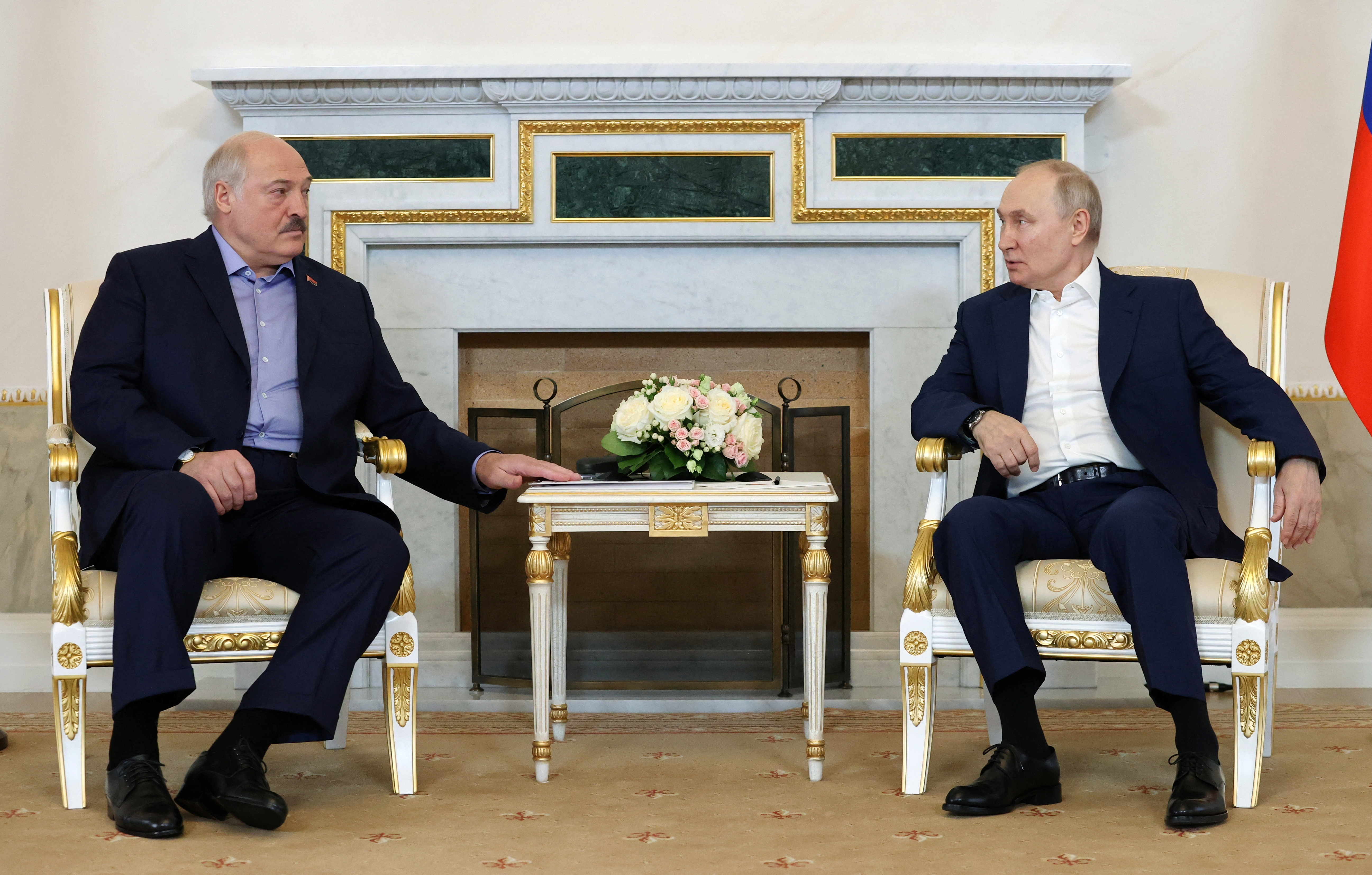 Russian President Vladimir Putin meets with Belarusian President Alexander Lukashenko in Saint Petersburg