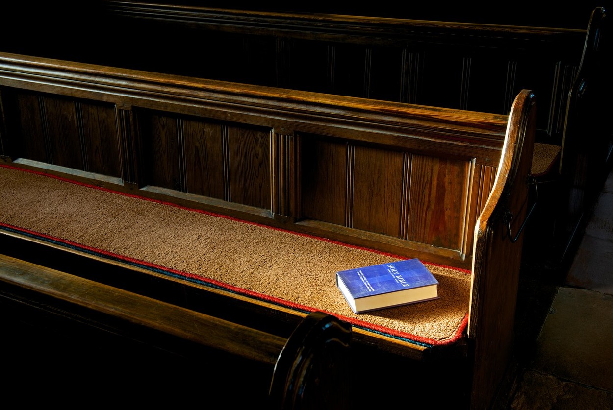 Bible on church pew