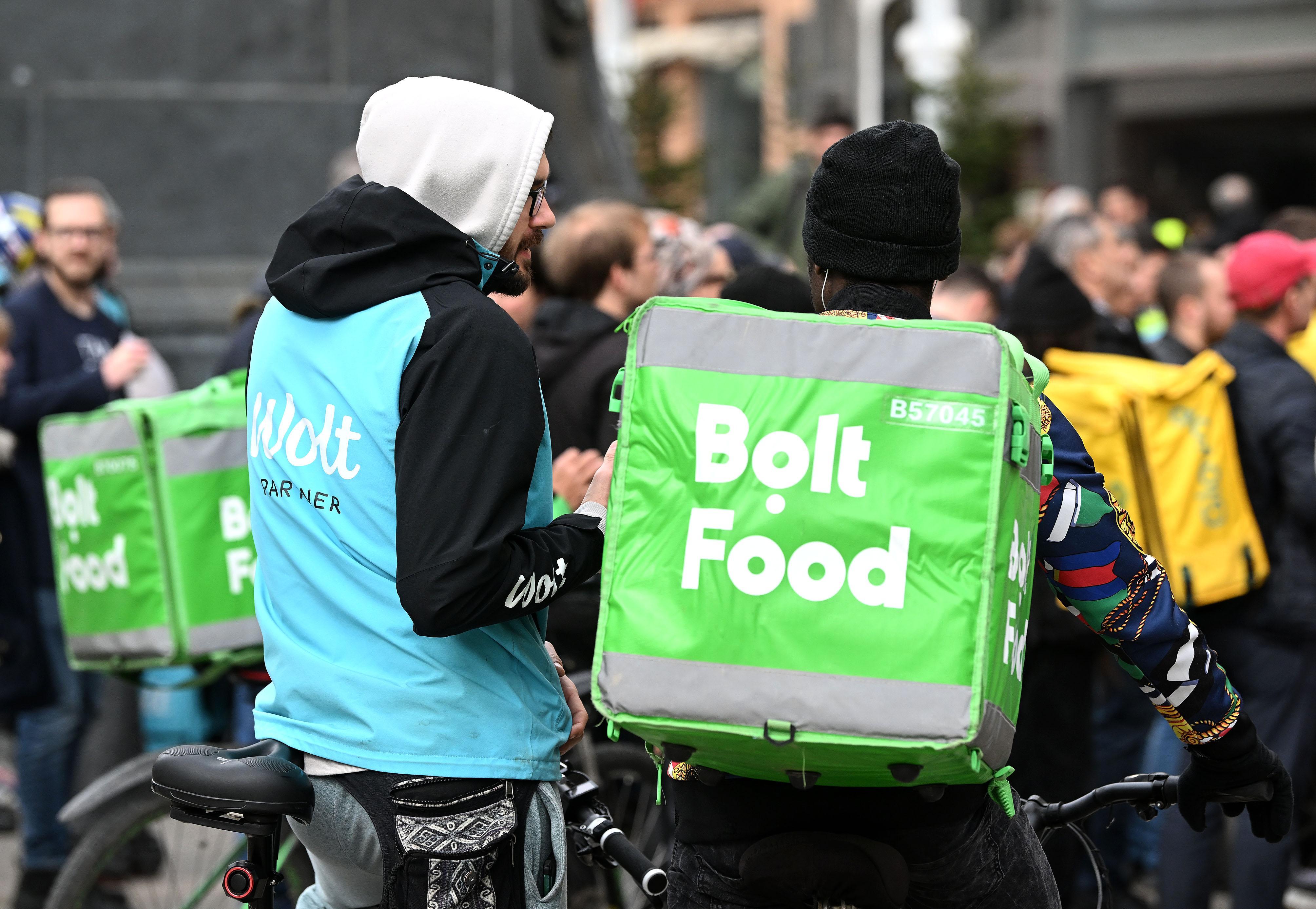 Zagreb: Prosvjed dostavljača Wolta na Trgu bana Jelačića