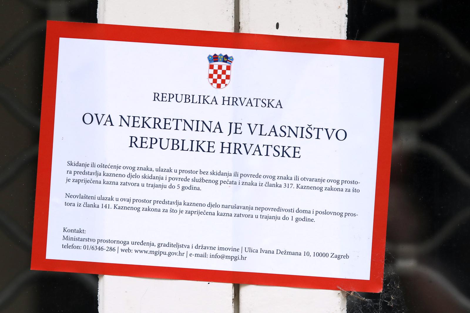 Zagreb: Zapečaćena nekretnina u vlasništvu države