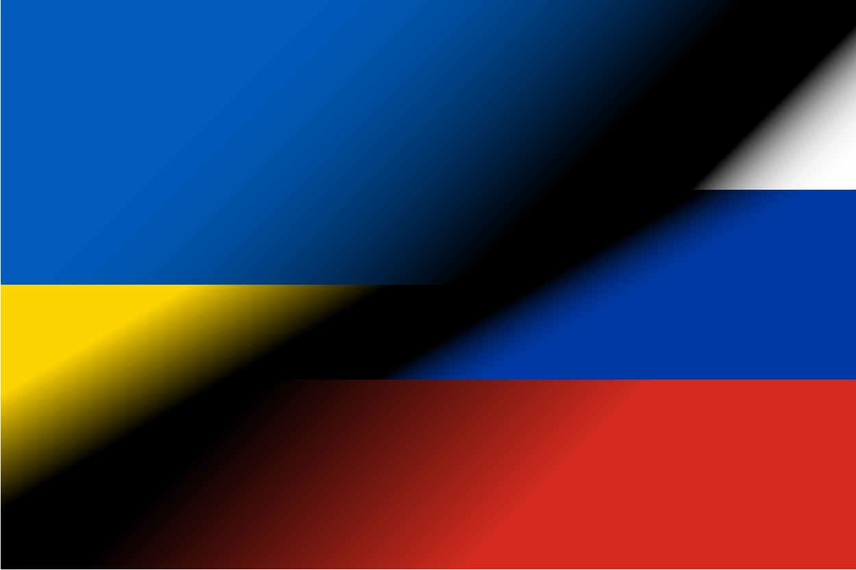 Ukraine v Russia National Flags