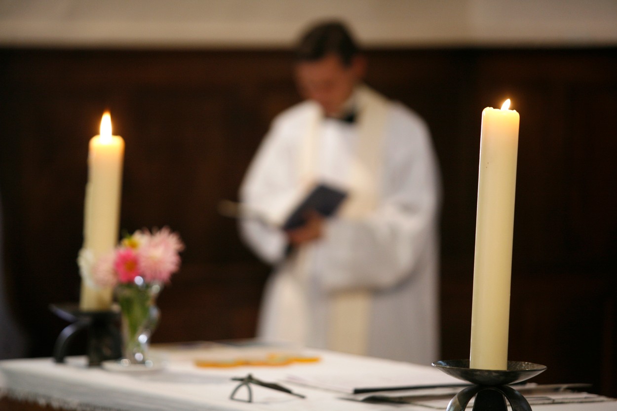 Altar candles, Chatenay, Saone et Loire, France, Europe