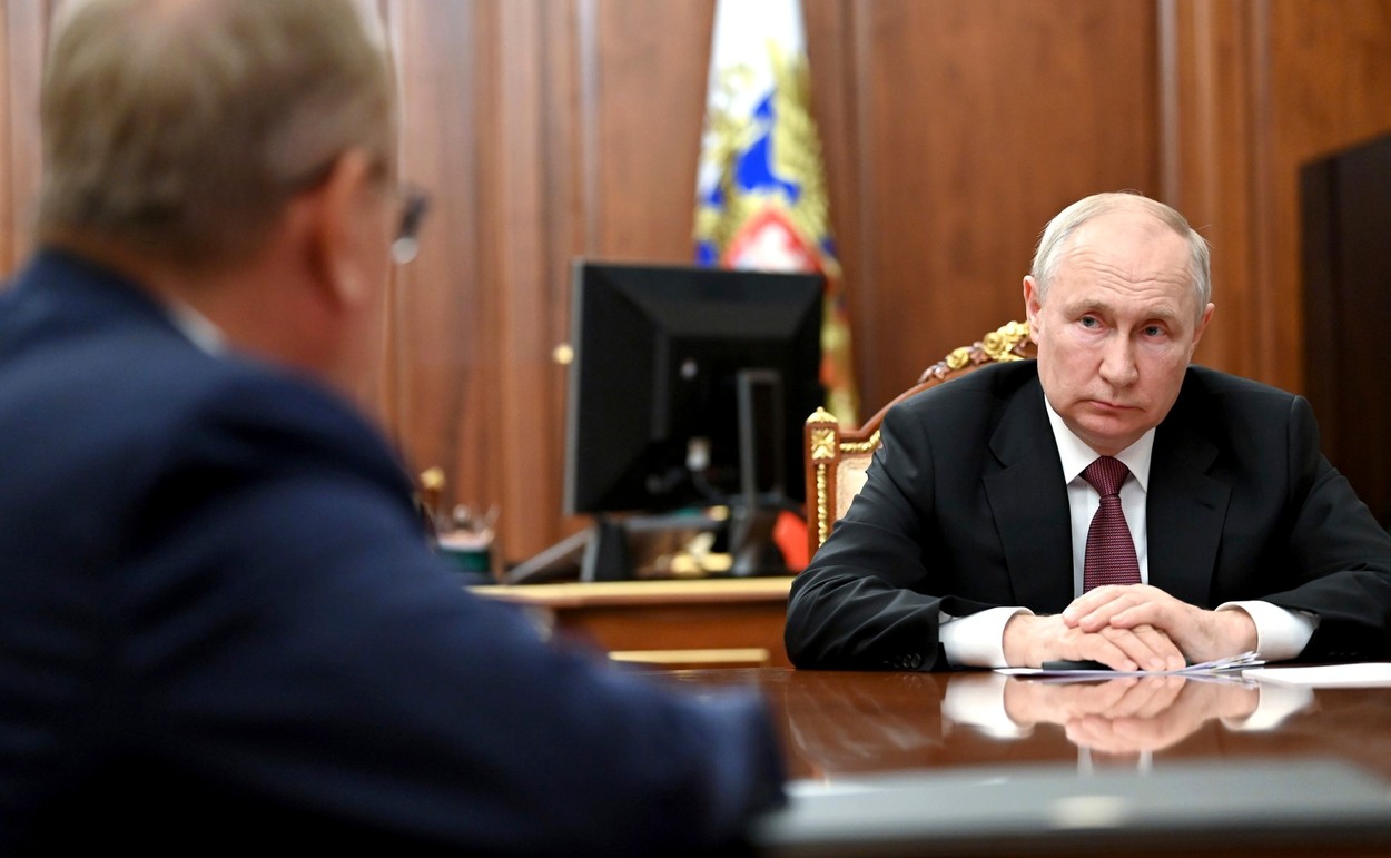 Russian President Putin Meeting with VTB Chairman Andrey Kostin