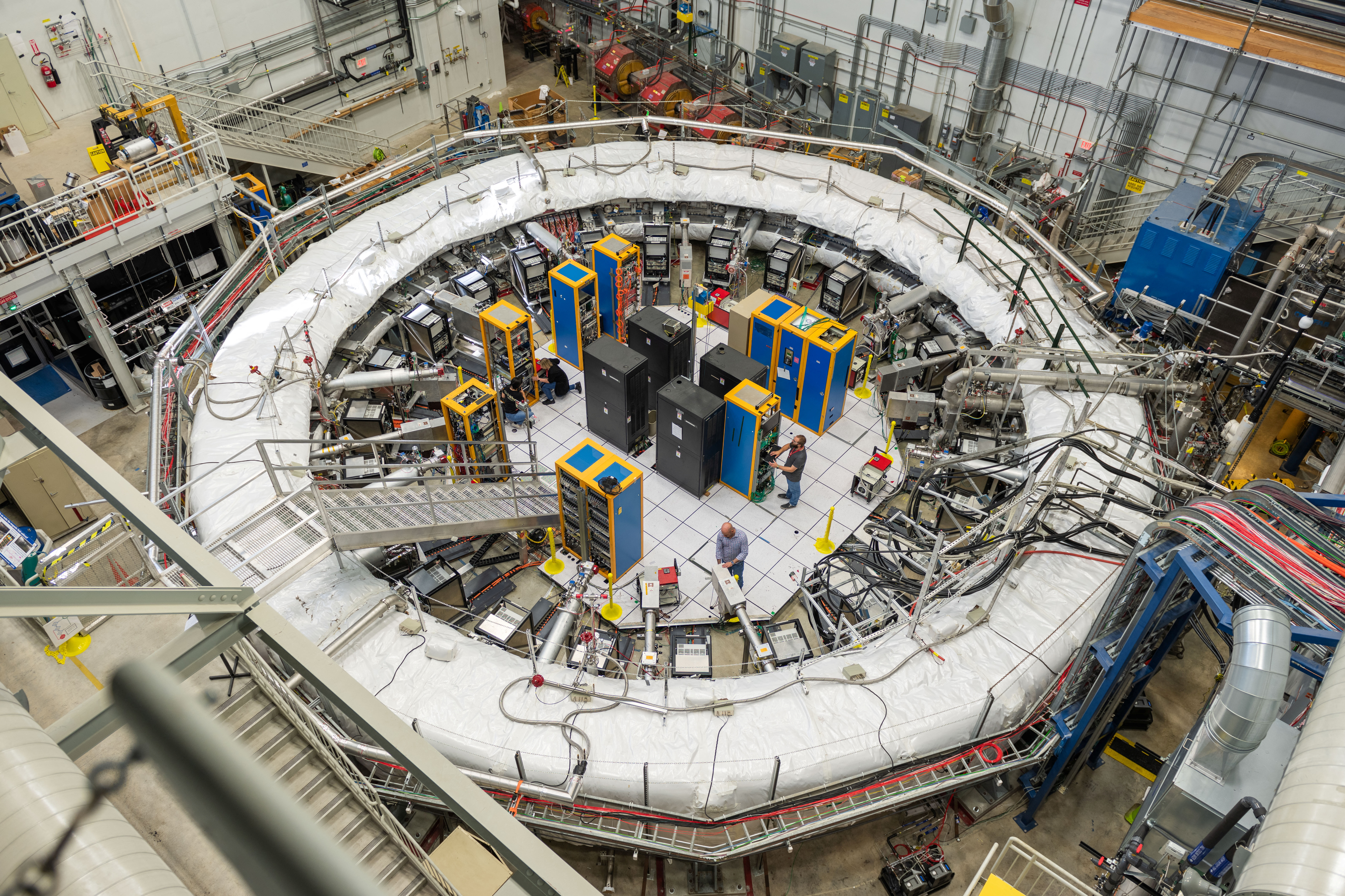 The Muon g-2 ring sits in its detector hall at U.S. Department of Energy's Fermi National Accelerator Laboratory (Fermilab) in Batavia