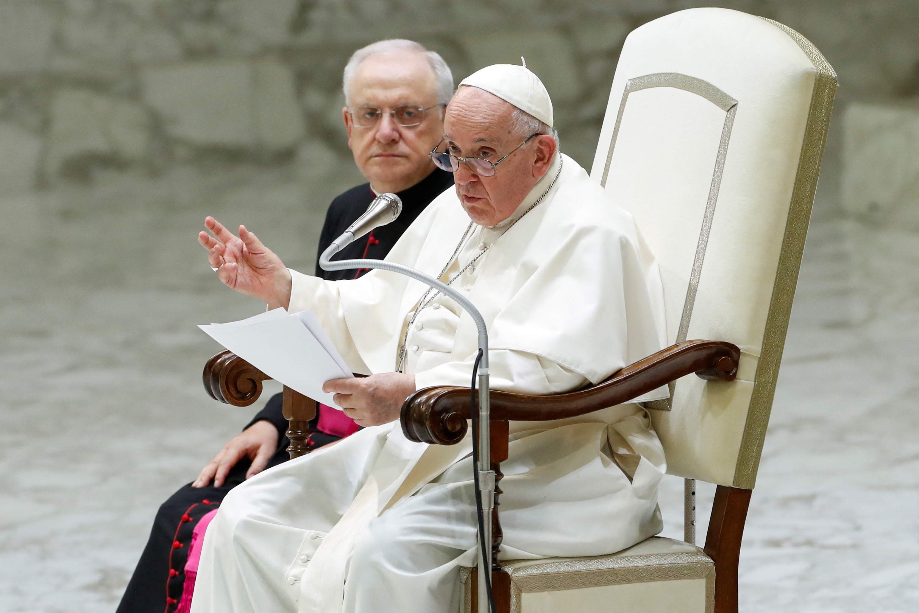 Pope Francis meets with pilgrim nuns at the Vatican