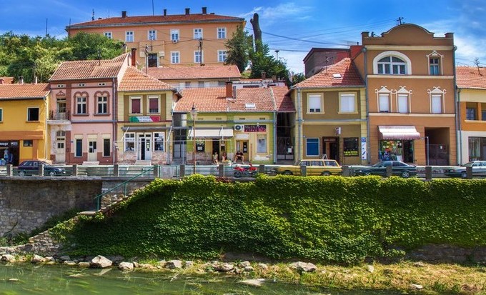 Colorfull panorama of an old city Knjazevac
