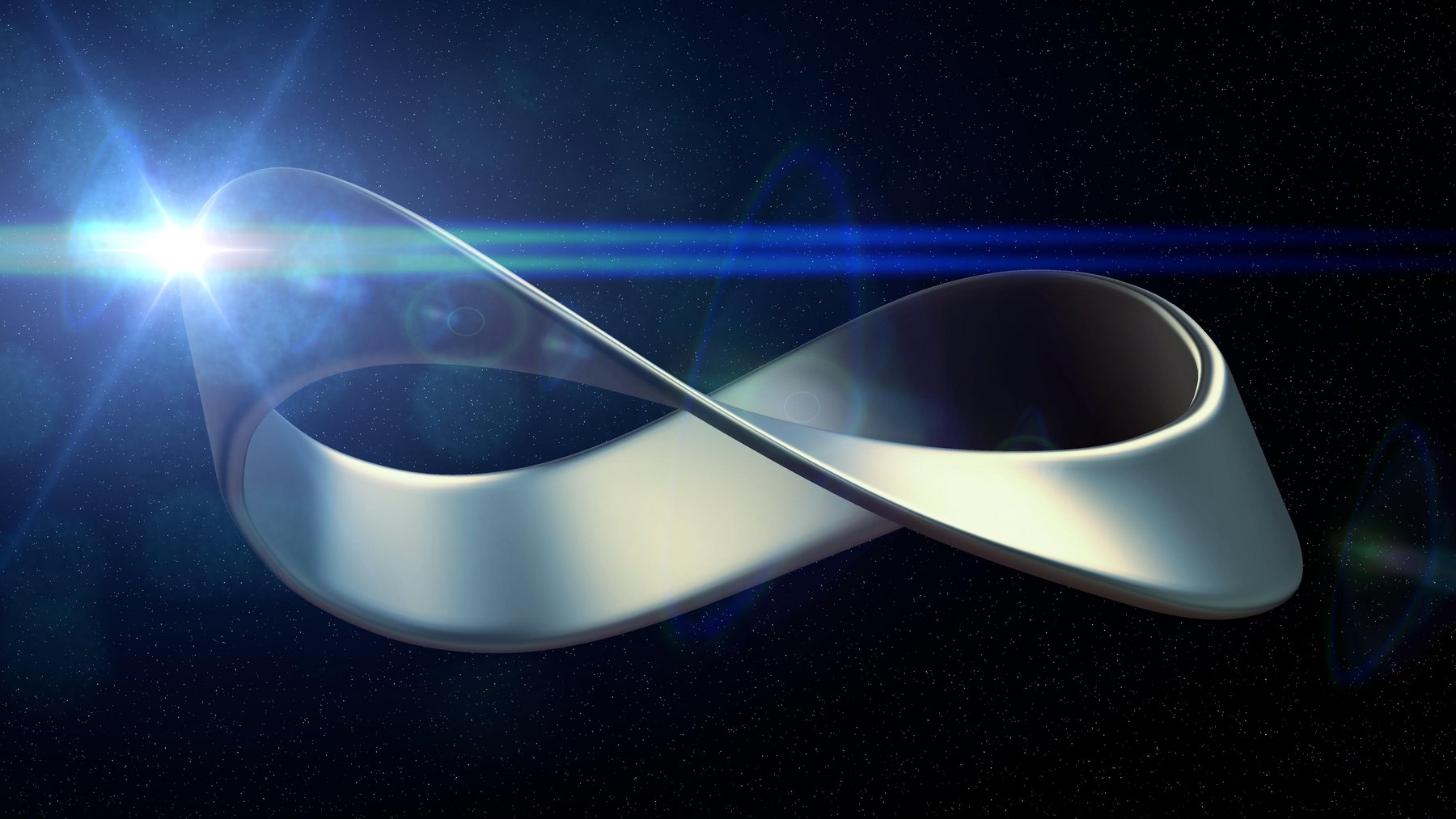 metal mobius strip in space (3d illustration)