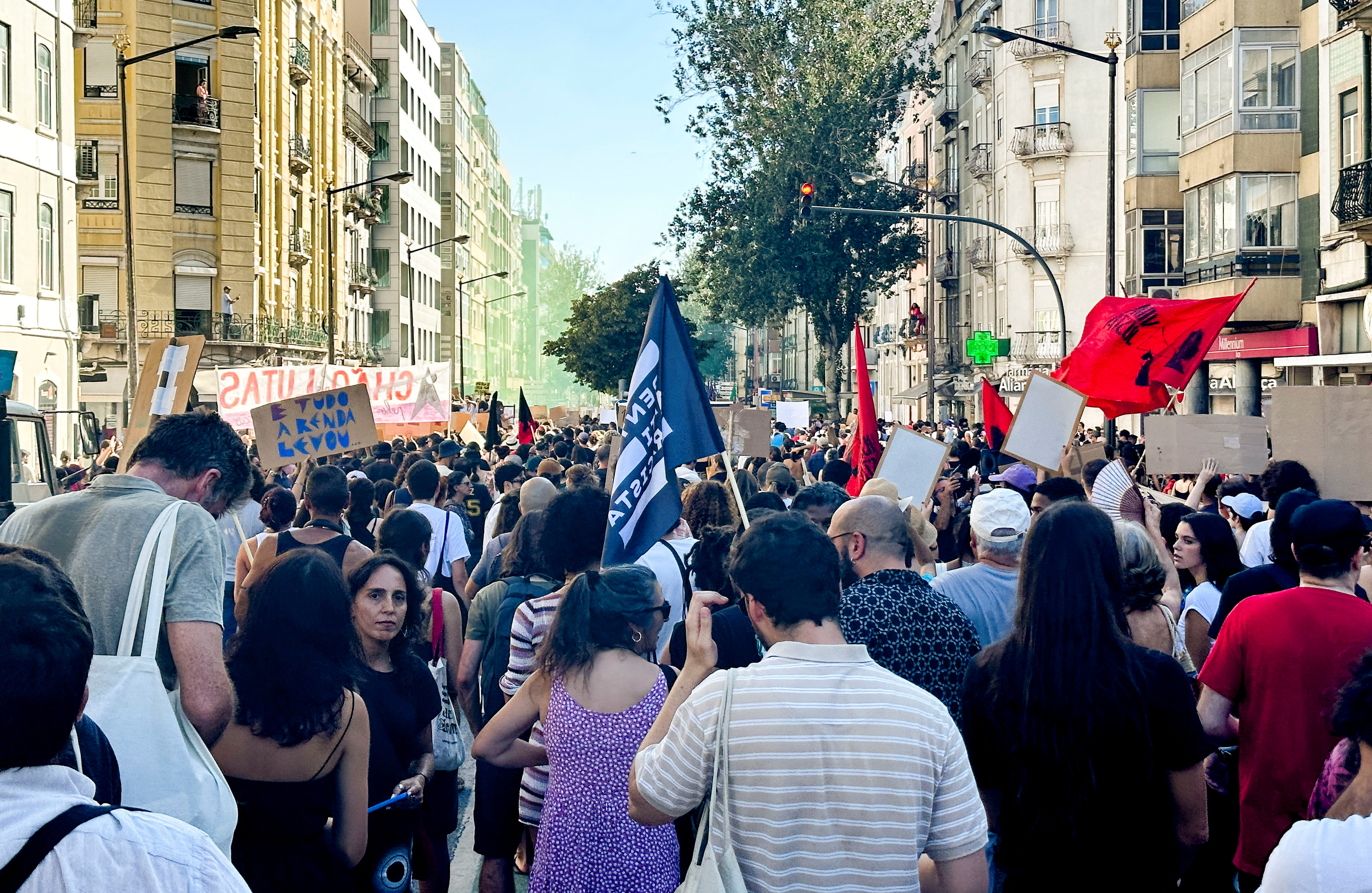 People protest against increasing rents and house prices, in Lisbon