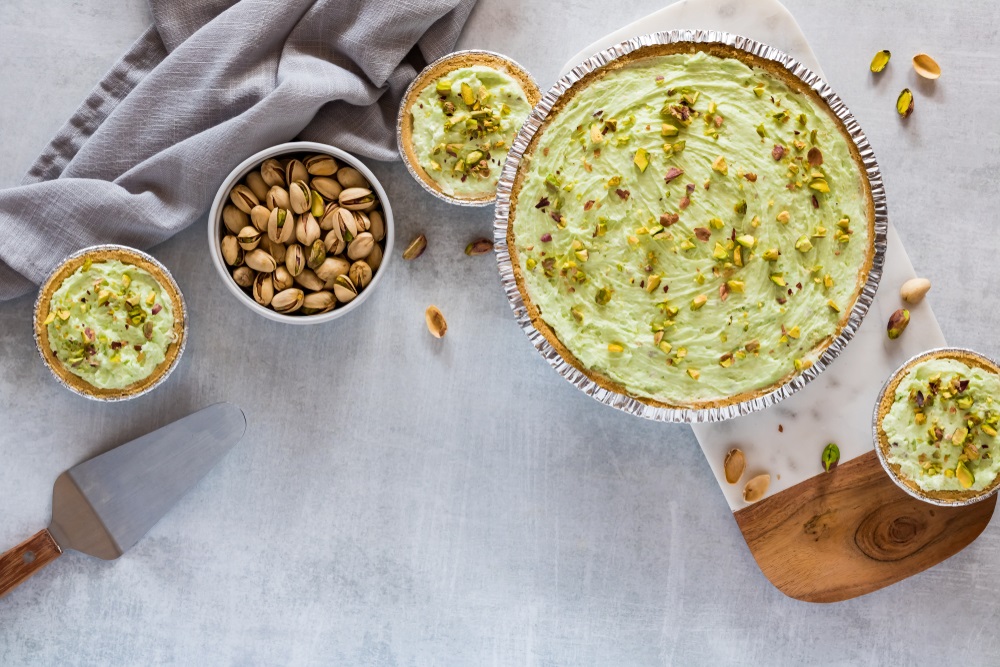 A,Flat,Lay,View,Of,A,Variety,Of,Pistachio,Cheesecakes