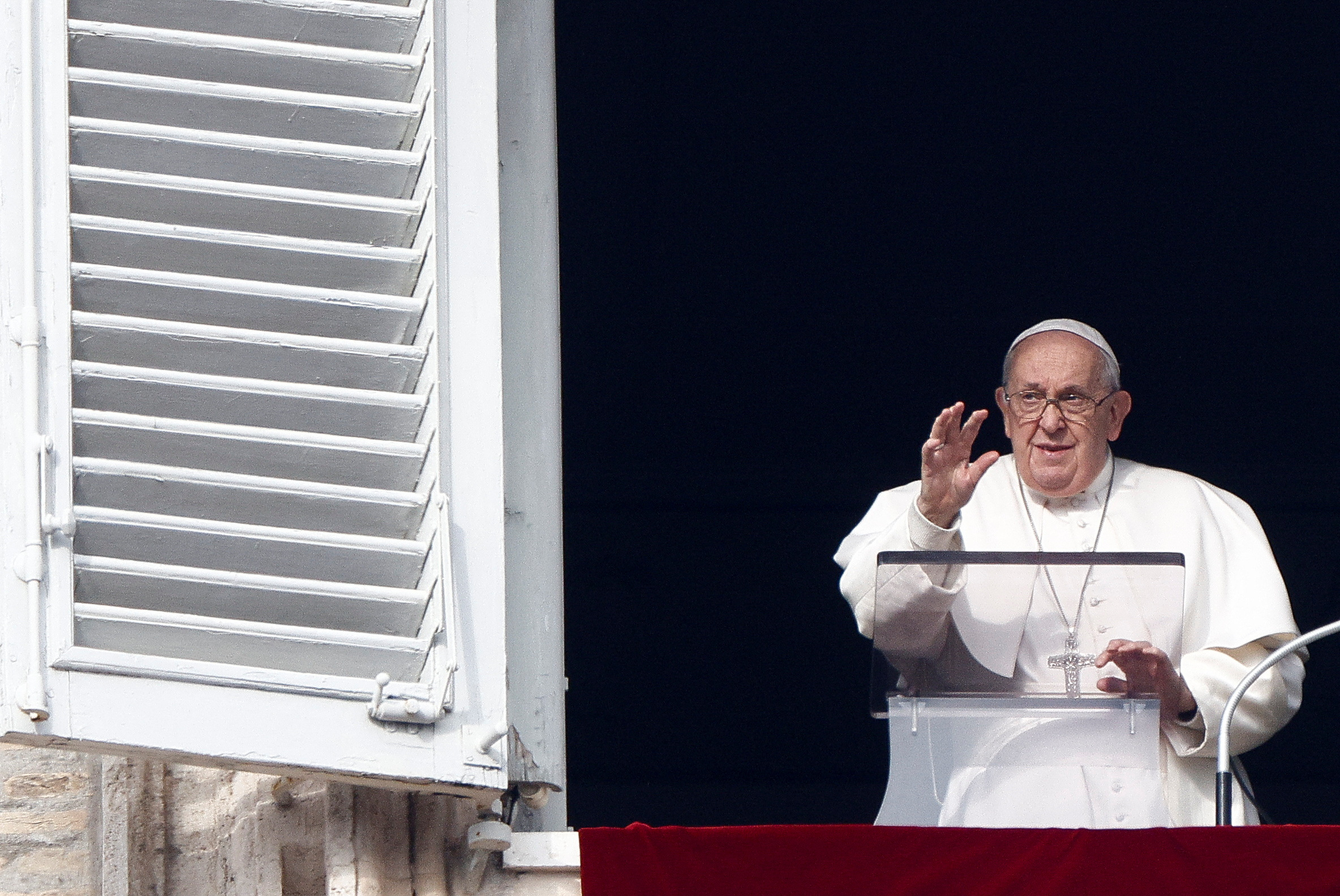 Pope Francis leads the Angelus prayer at the Vatican