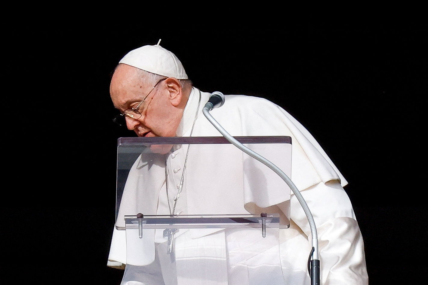 Pope Francis leads the Angelus prayer at the Vatican